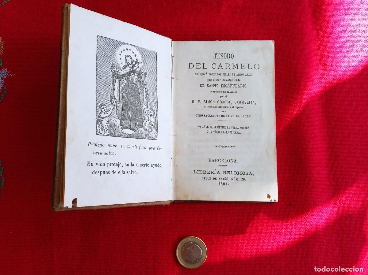 Libros de segunda mano: Libro antiguo religioso Tesoro del Carmelo 1821 - Foto 4