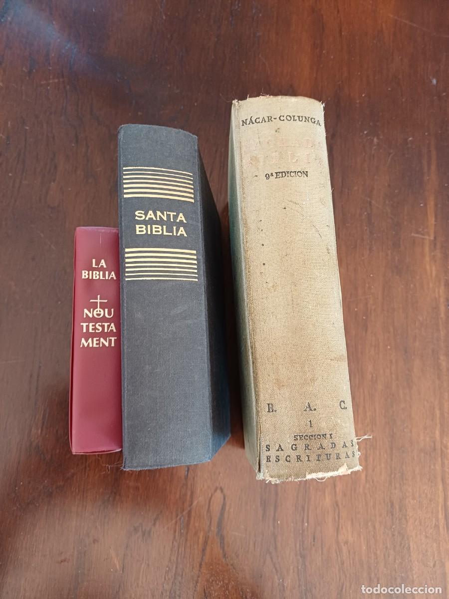 Libros de segunda mano: Lote 3 Biblias antiguas: N&aacute;car-Colunga BAC+ Sta Biblia Soc. B&iacute;blica+ Nou Testament Monjos Montserrat