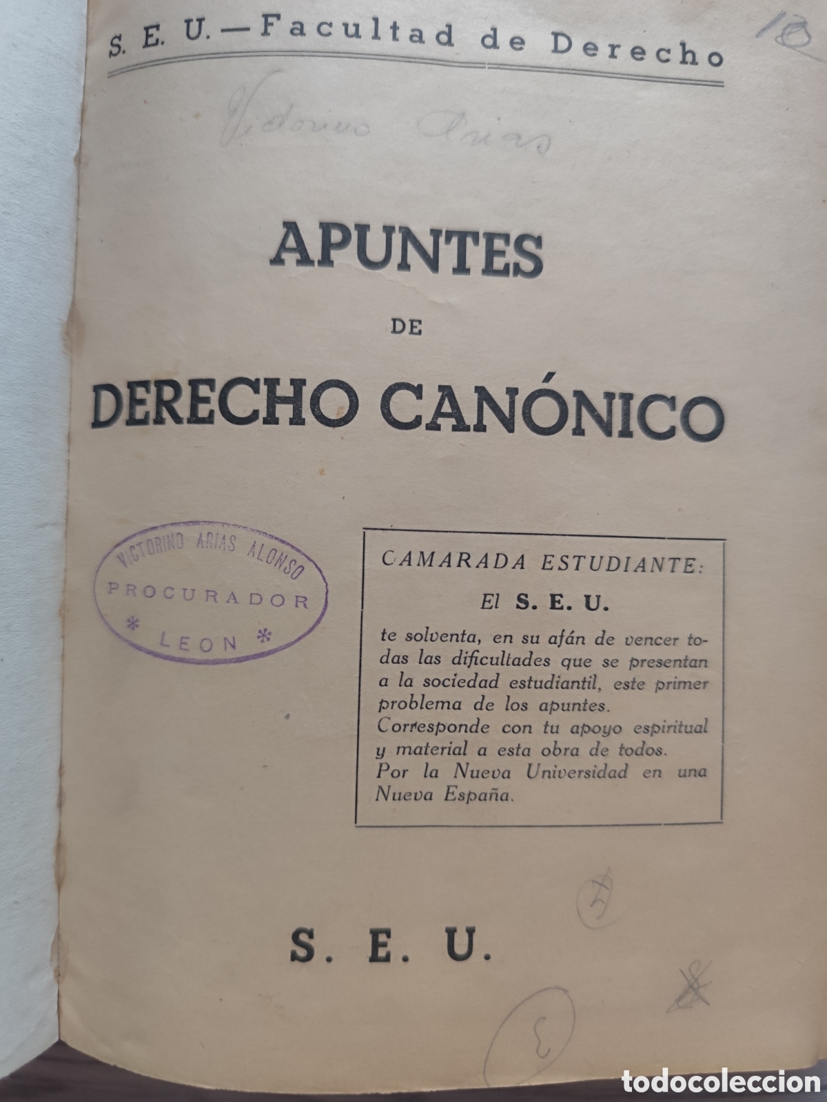Gebrauchte B&uuml;cher: APUNTES DE DERECHO CANONICO RF219