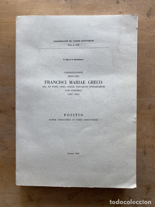 Libros de segunda mano: Canonizationis servi dei Francisci Mariae Greco - a