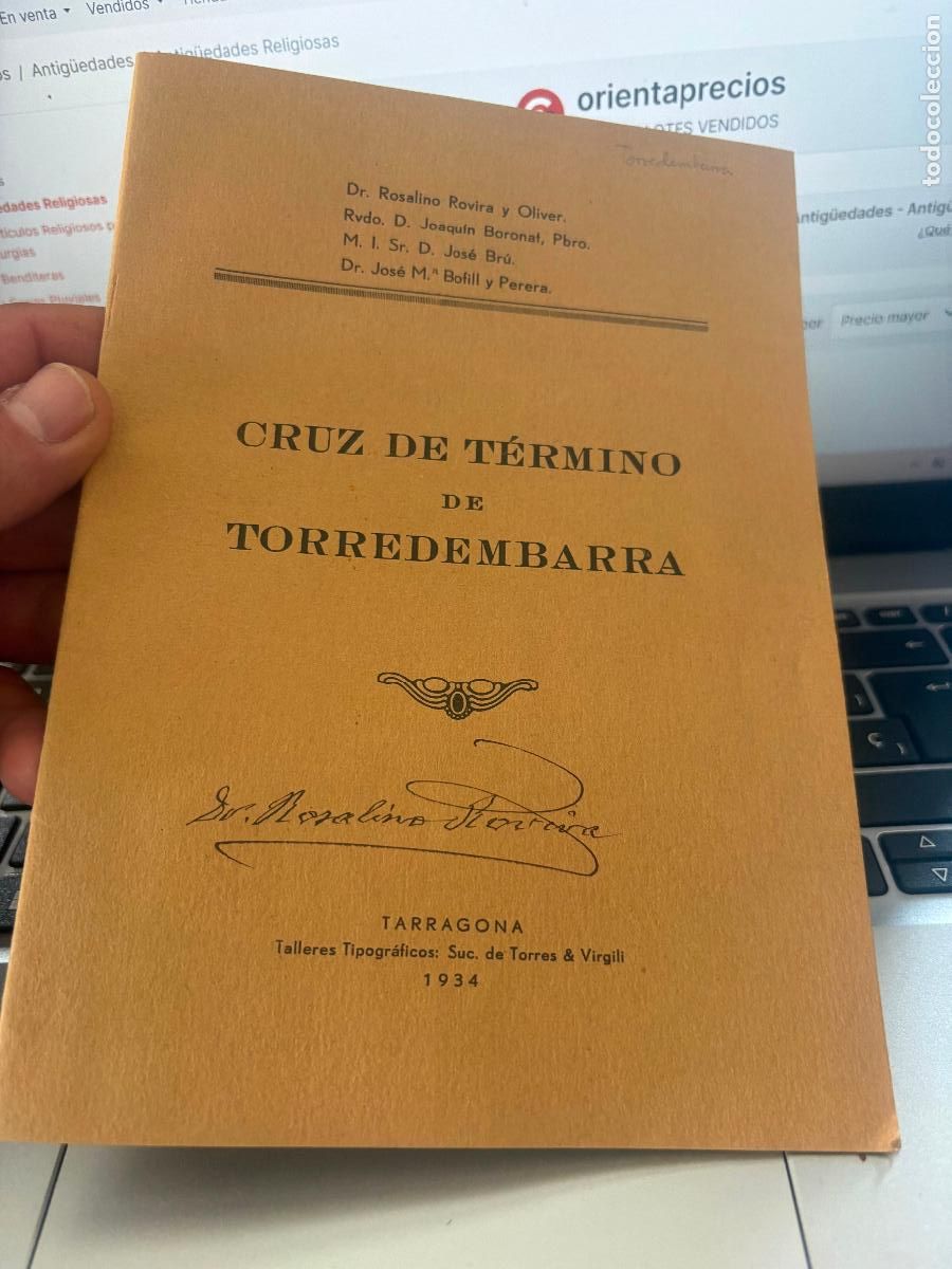 Libros de segunda mano: libro de cruz de t&eacute;rmino de torredembarra 1934 tarragona