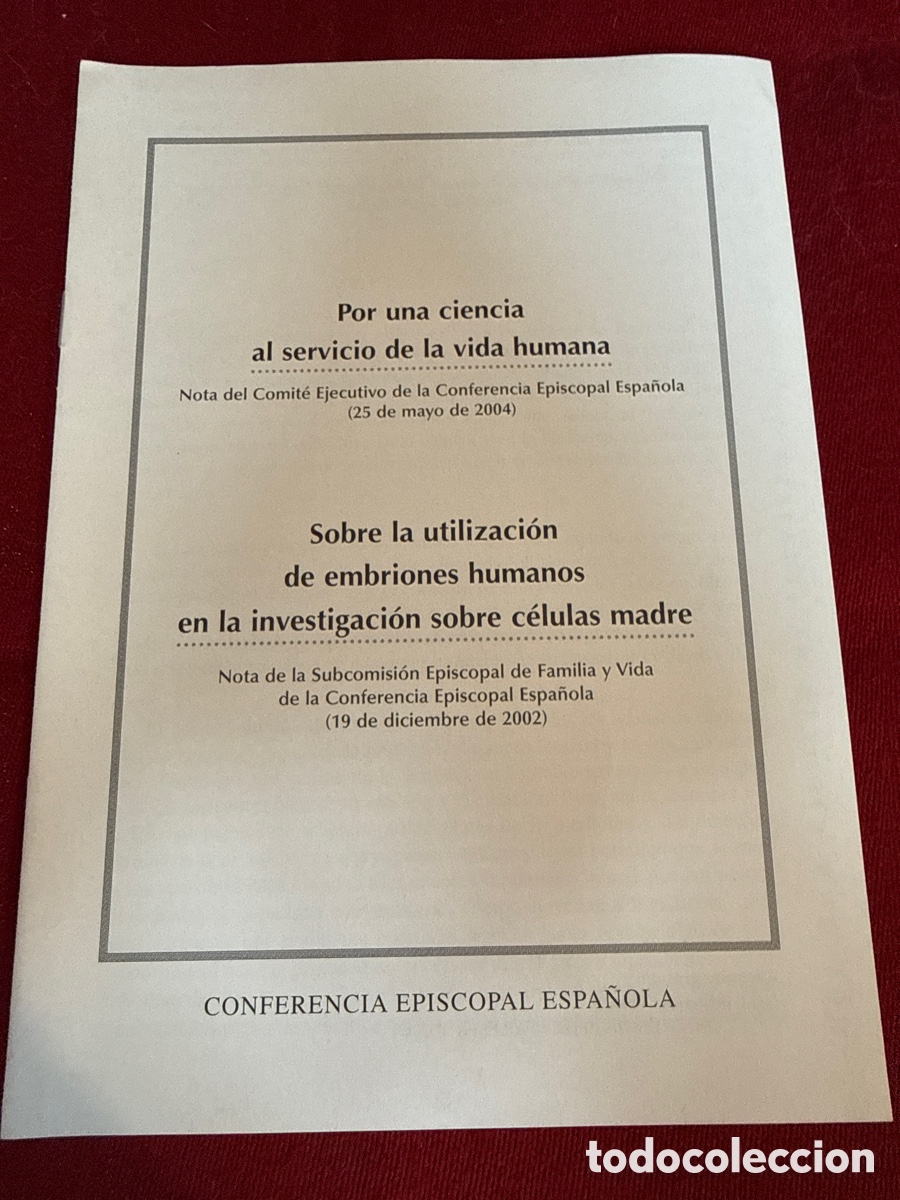 Libros de segunda mano: folleto de la Conferencia Episcopal Espa&ntilde;ola re&uacute;ne dos notas doctrinales.