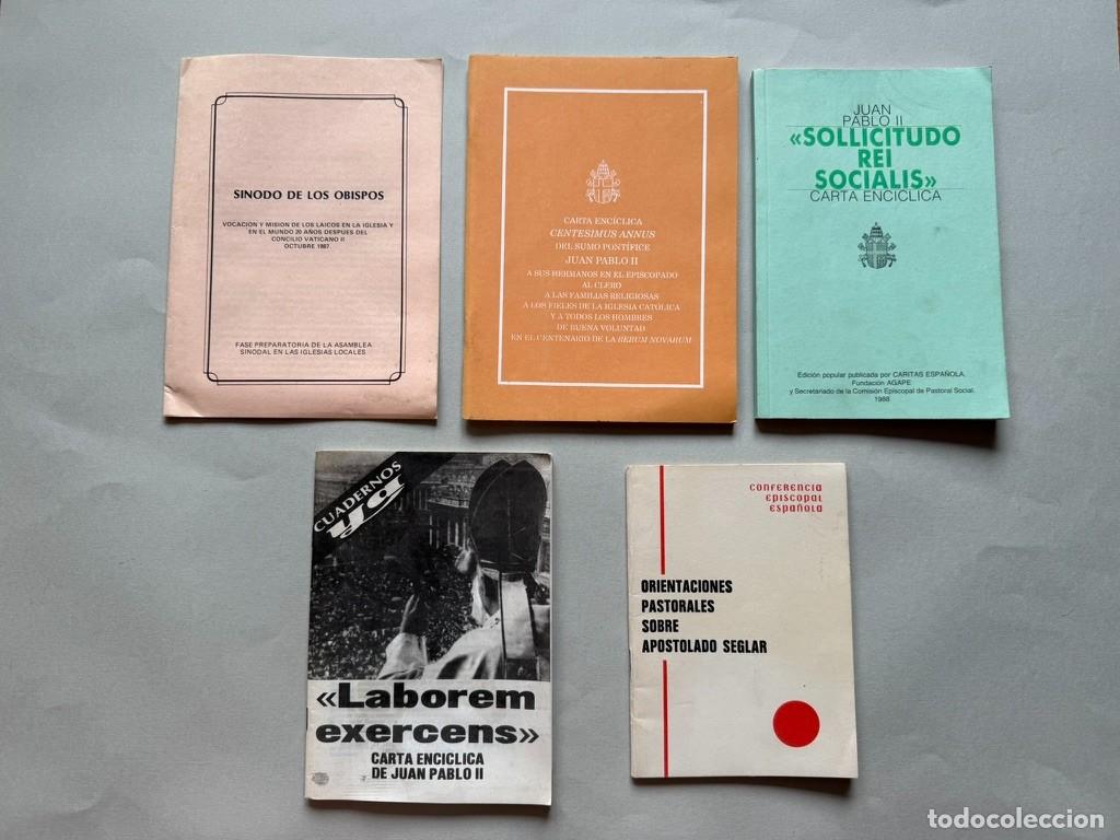 Libros de segunda mano: Lote 5 libros religiosos &ndash; Enc&iacute;clicas Juan Pablo II y documentos pastorales Iglesia Cat&oacute;lica