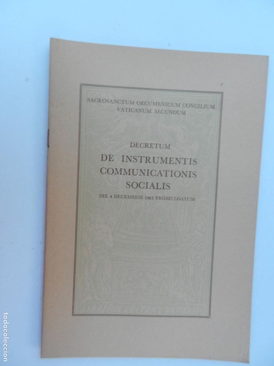 Libros de segunda mano: DECRETUM DE INSTRUMENTIS COMMUNICATIONIS SOCIALIS DIR 4 DECEMBRIS 1963 PROMULGATUM.