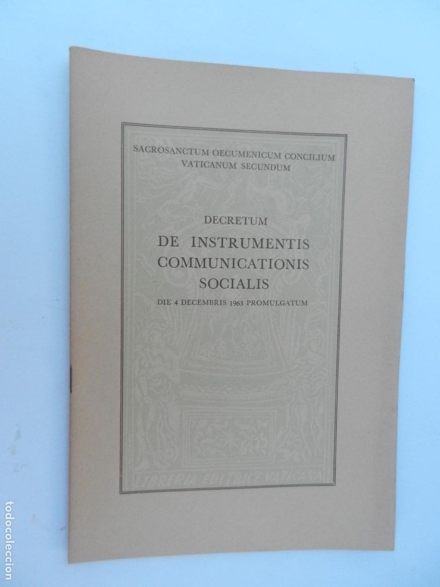 Libros de segunda mano: DECRETUM DE INSTRUMENTIS COMMUNICATIONIS SOCIALIS DIE 4 DECEMBRIS 1963 PROMULGATUM.