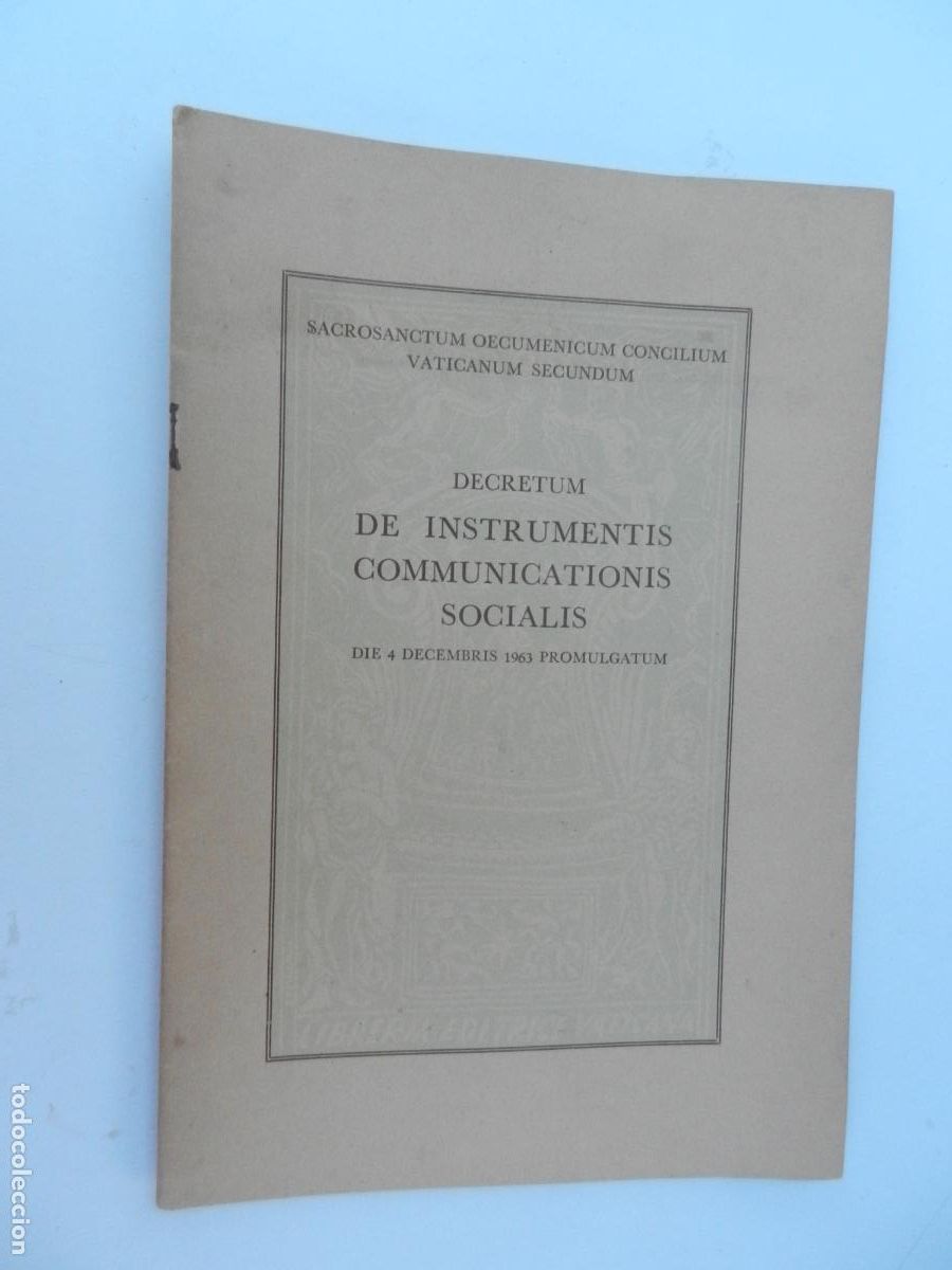 Libros de segunda mano: DECRETUM DE INSTRUMENTIS COMMUNICATIONIS SOCIALIS DIE 4 DECEMBRIS 1963 PROMULGATUM.