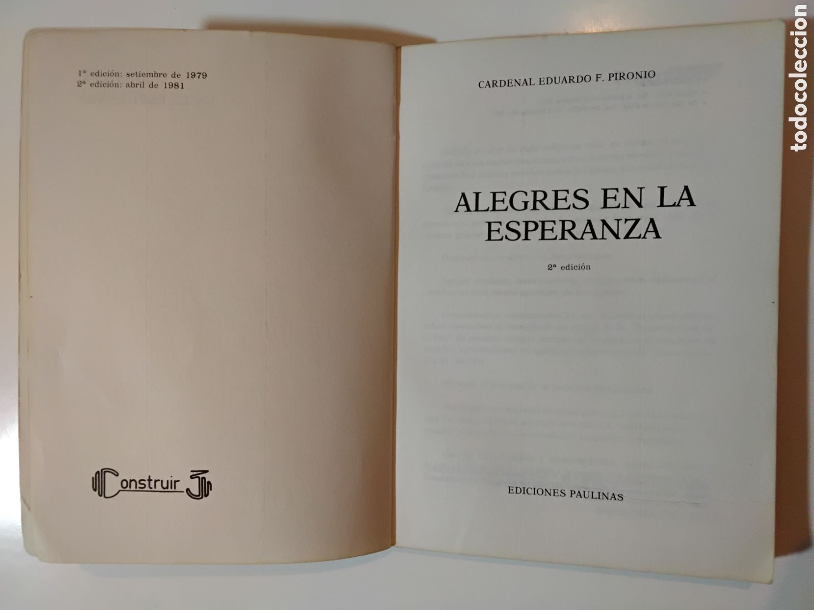 Libros de segunda mano: CARD. EDUARDO PIRONIO &mdash; ALEGRES EN LA ESPERANZA &mdash; EDICIONES PAULINAS &mdash; 1981 - Foto 3