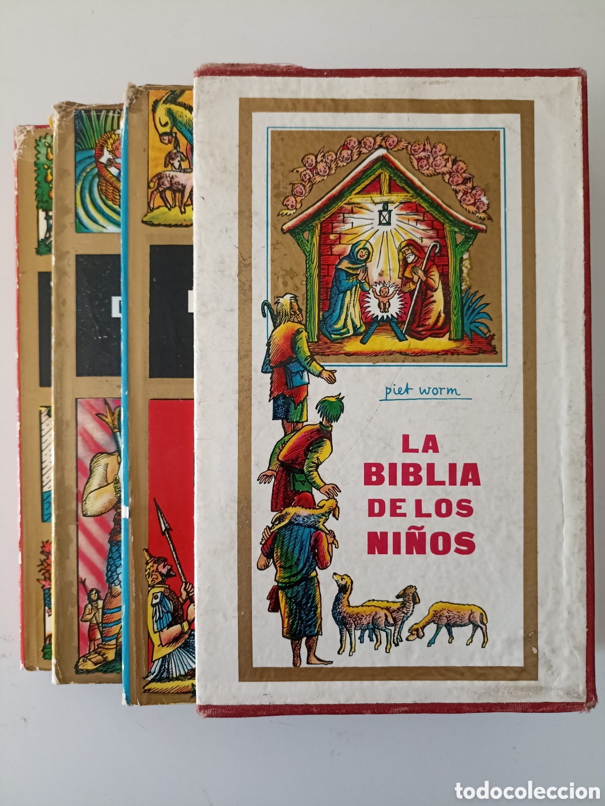 Libros de segunda mano: Piet Worm - La Biblia de los ni&ntilde;os (Plaza & Jan&eacute;s, 1963) 1&ordf; edici&oacute;n. 3 tomos en caja de cart&oacute;n
