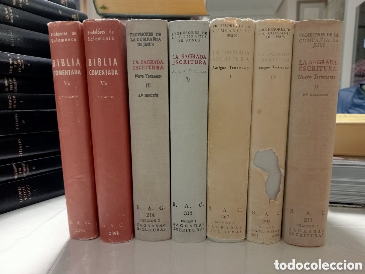 Libros de segunda mano: Lote 7 tomos Biblia comentada y La Sagrada Escritura &ndash; Profesores de Salamanca / Compa&ntilde;&iacute;a de Jes&uacute;s &ndash;