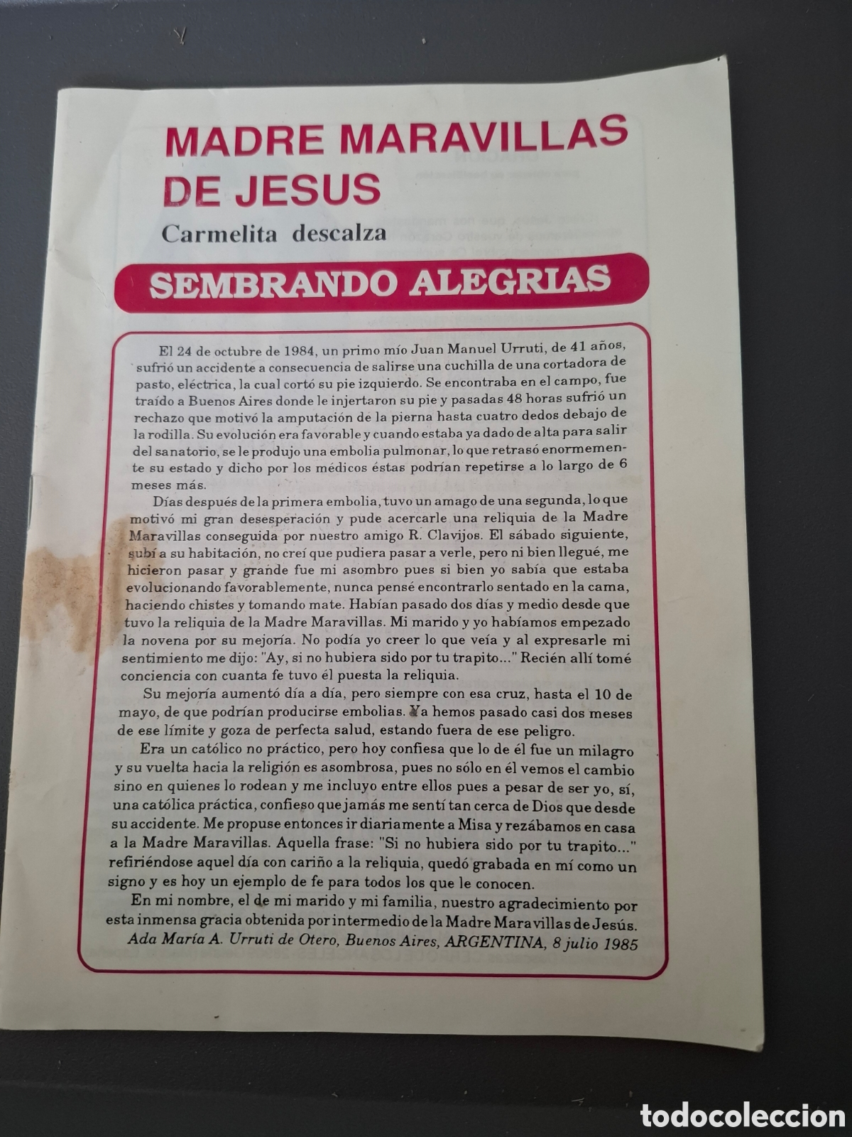 Libros de segunda mano: Madre maravillas de Jes&uacute;s - carmelita descalza- 1989