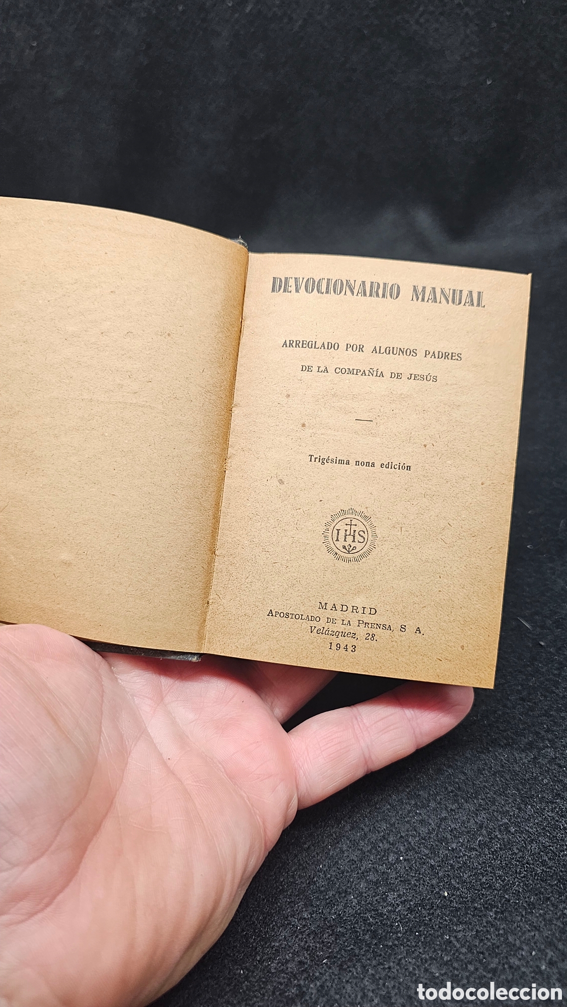Libros de segunda mano: Antiguo devocionario manual 1943