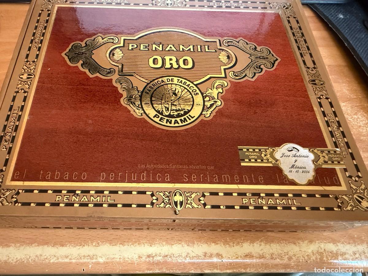 Libros de segunda mano: P- CAJA DE PUROS DE MADERA ANTIGUA DE PE&Ntilde;AMIEL ORO CON 9 PUROS VARIADOS