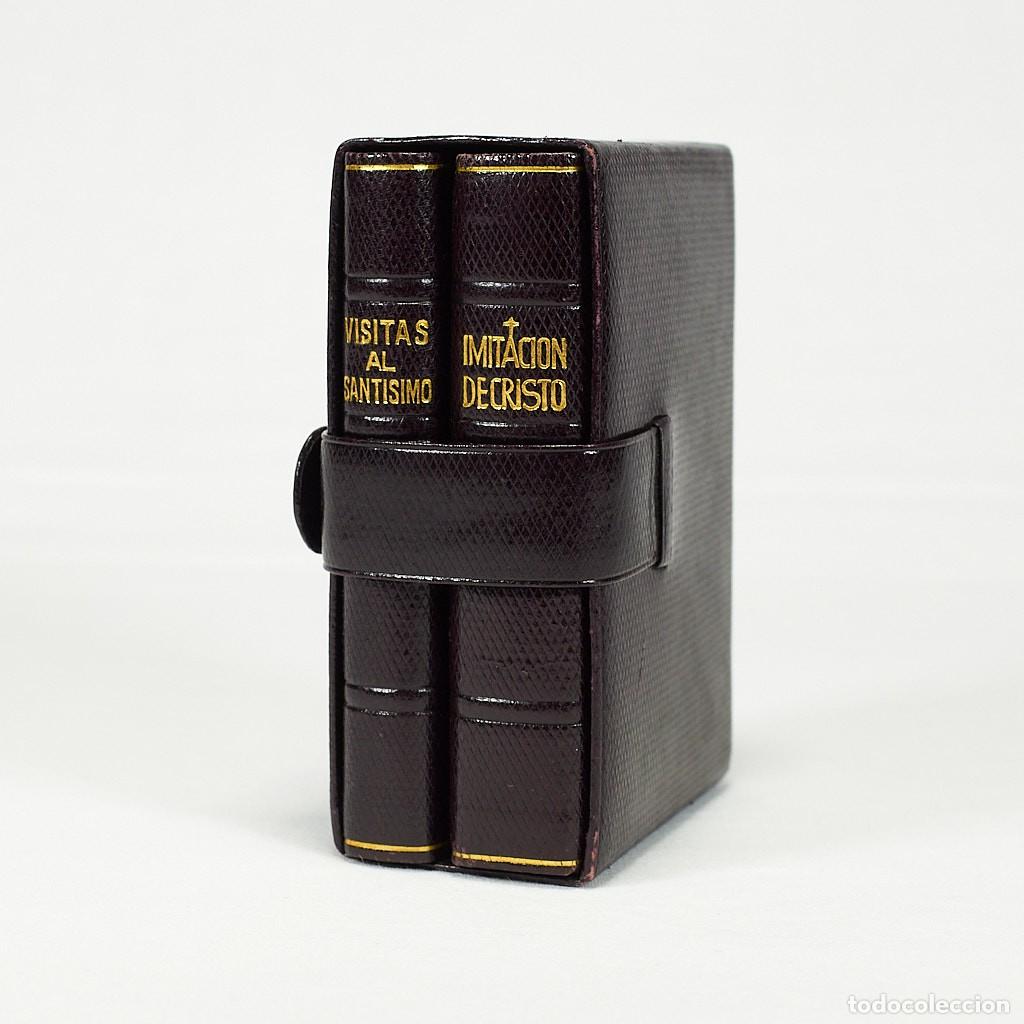 Libros de segunda mano: Conjunto Regina 1949. Imitaci&oacute;n de Cristo y Visitas al Sant&iacute;simo - Estuche de Piel - Perfecto estado
