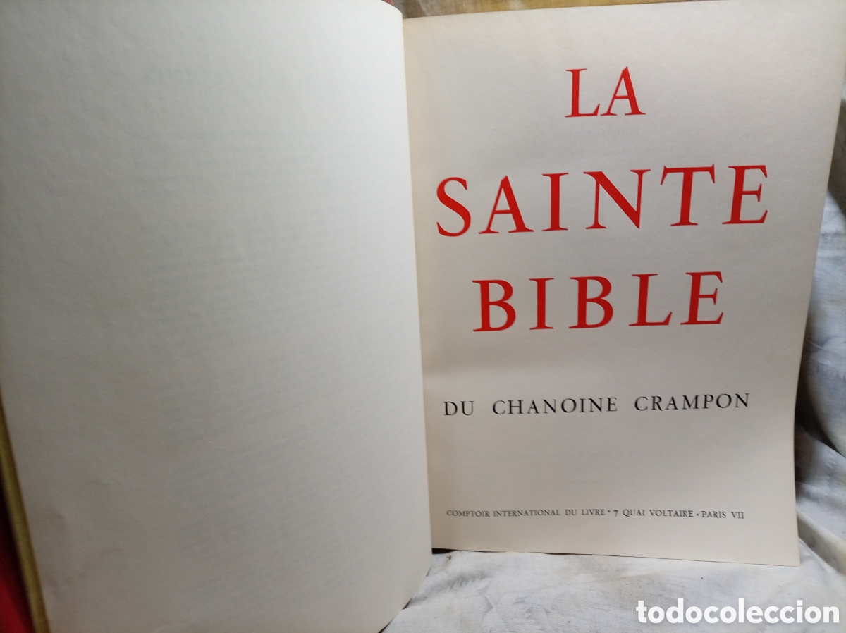 Libros de segunda mano: LA SAINTE BIBLE DU CHANOINE CRAMPON, COMPTOIR INTERNATIONAL DU LIVRE, 7 QUAI VOLTAIRE, PARIS VIII