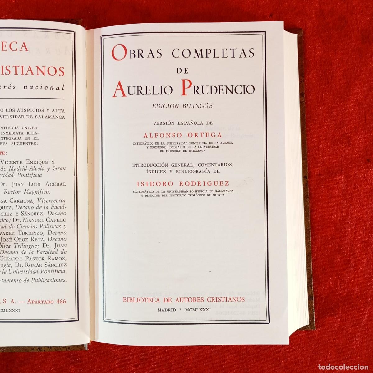 Libros de segunda mano: OBRAS COMPLETAS DE AURELIO PRUDENCIO - ALFONSO ORTEGA - BIBLIOTECA DE AUTORES CRISTIANOS / 844