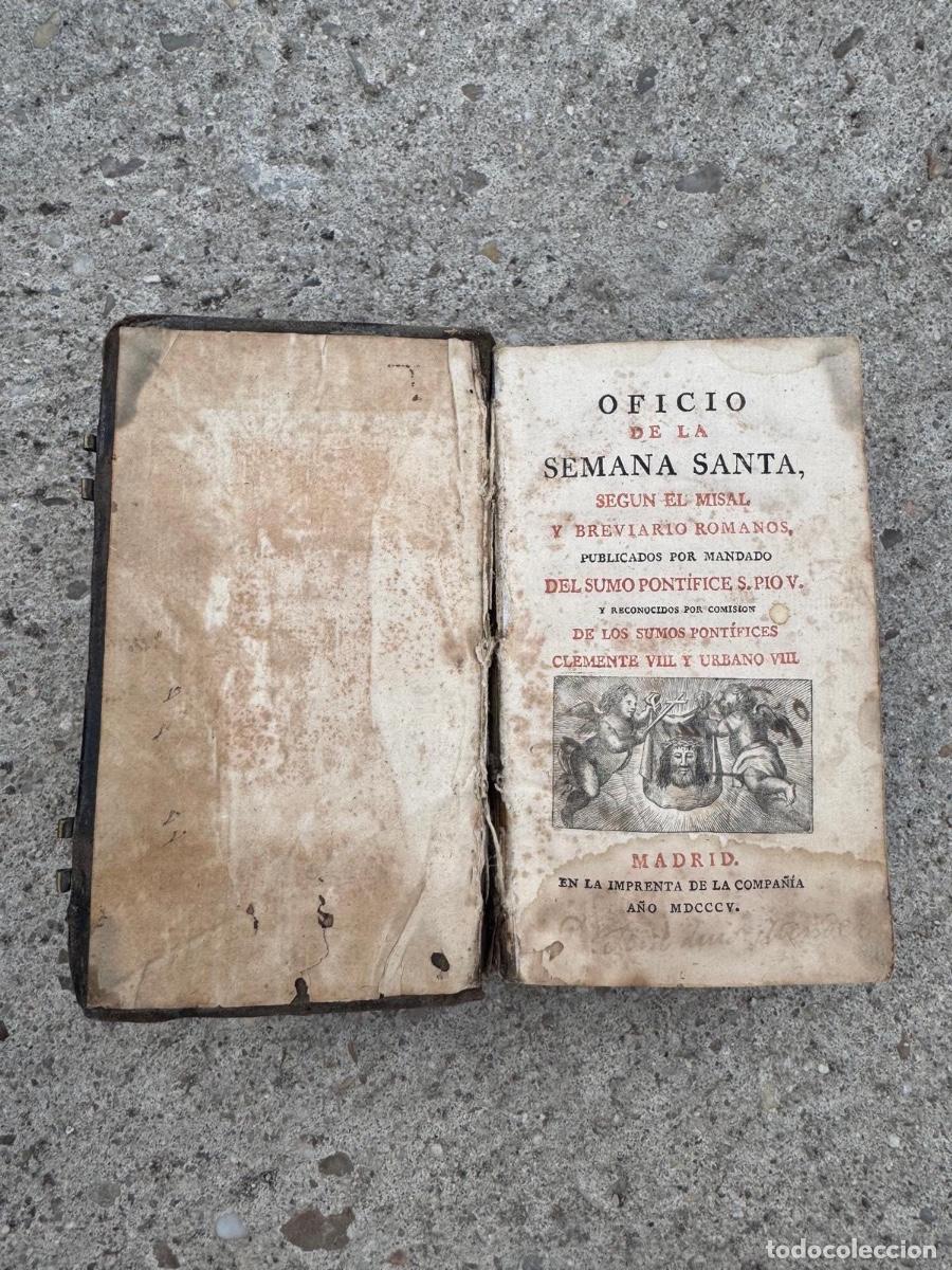 Libros de segunda mano: Libro religioso oficio de Semana Santa breviario de Roma Madrid 1805 17x10cms