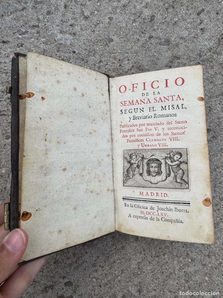 Libros de segunda mano: Libro religioso oficio Semana Santa Madrid Ibarra 1765 16x9cms