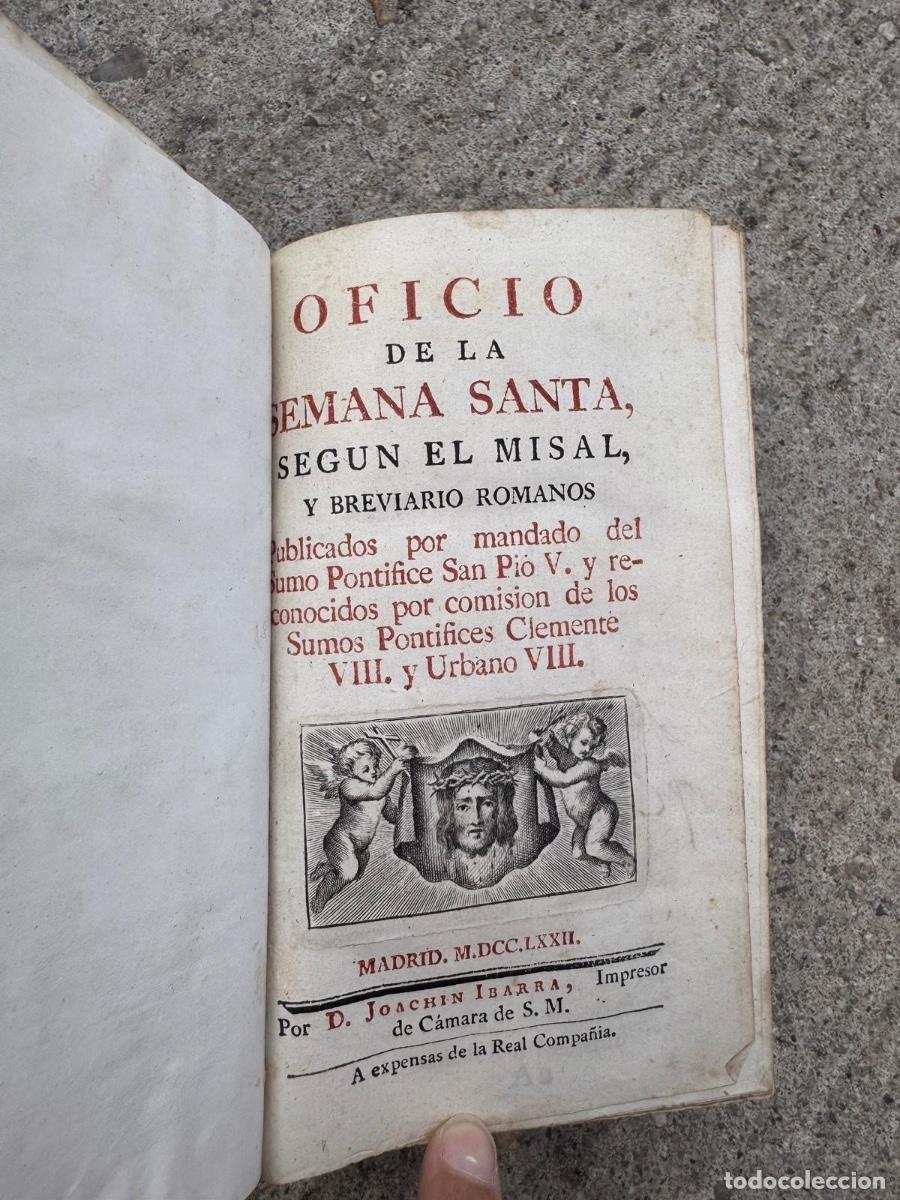 Libros de segunda mano: Libro religioso oficio Semana Santa Madrid Ibarra 1772 17x10cms