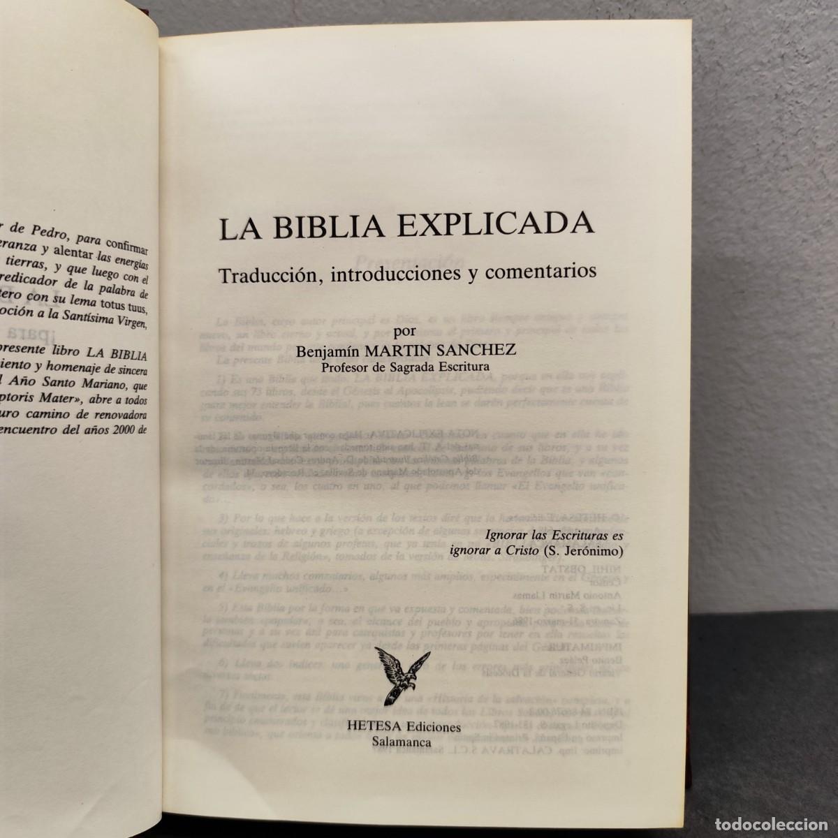 Libros de segunda mano: LA BIBLIA EXPLICADA - TRADUCCI&Oacute;N, INTRODUCCIONES Y COMENTARIOS - B. MARTIN SANCHEZ - HETESA / 1192
