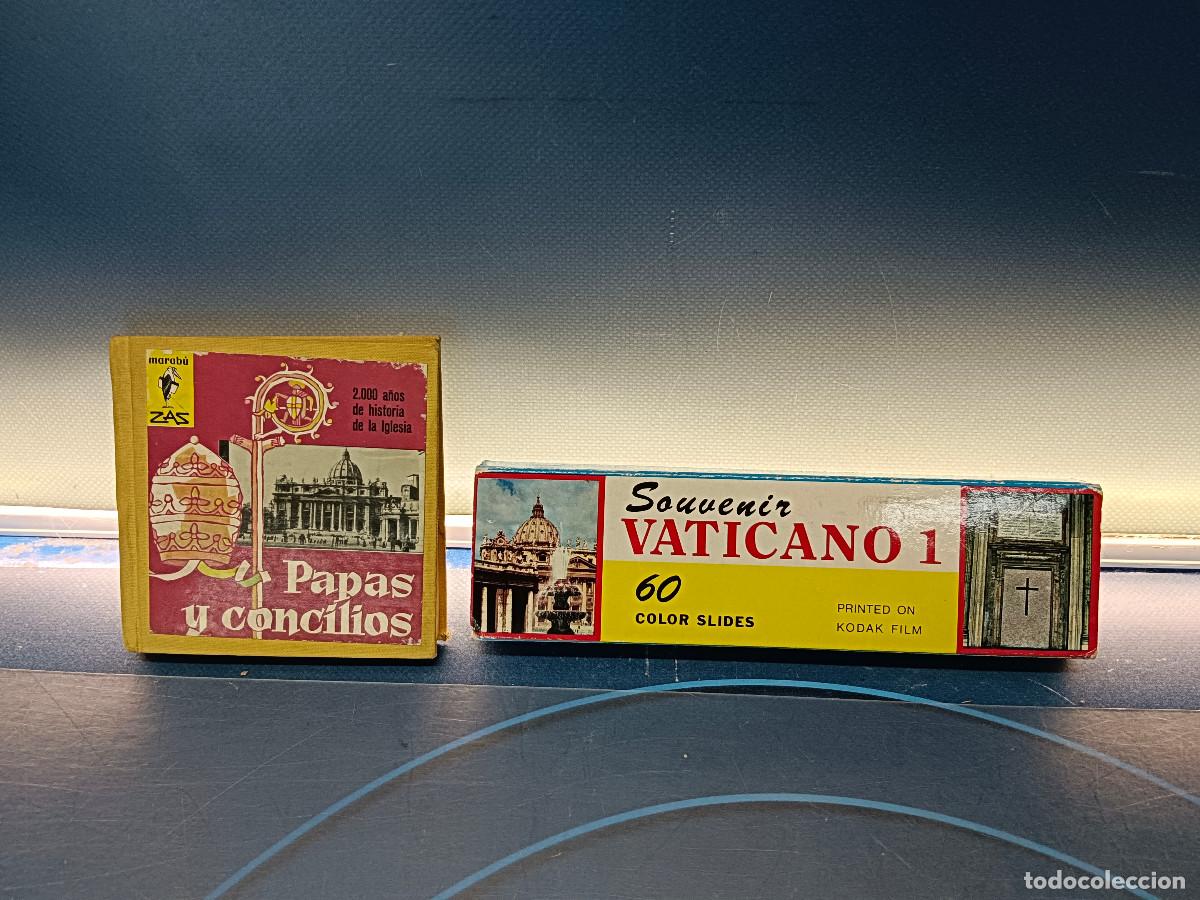 Libros de segunda mano: diapositivas SOUVENIR VATICANO. 120 DIAPOSITIVAS + libro 2000 a&ntilde;os de la historia de la Iglesia