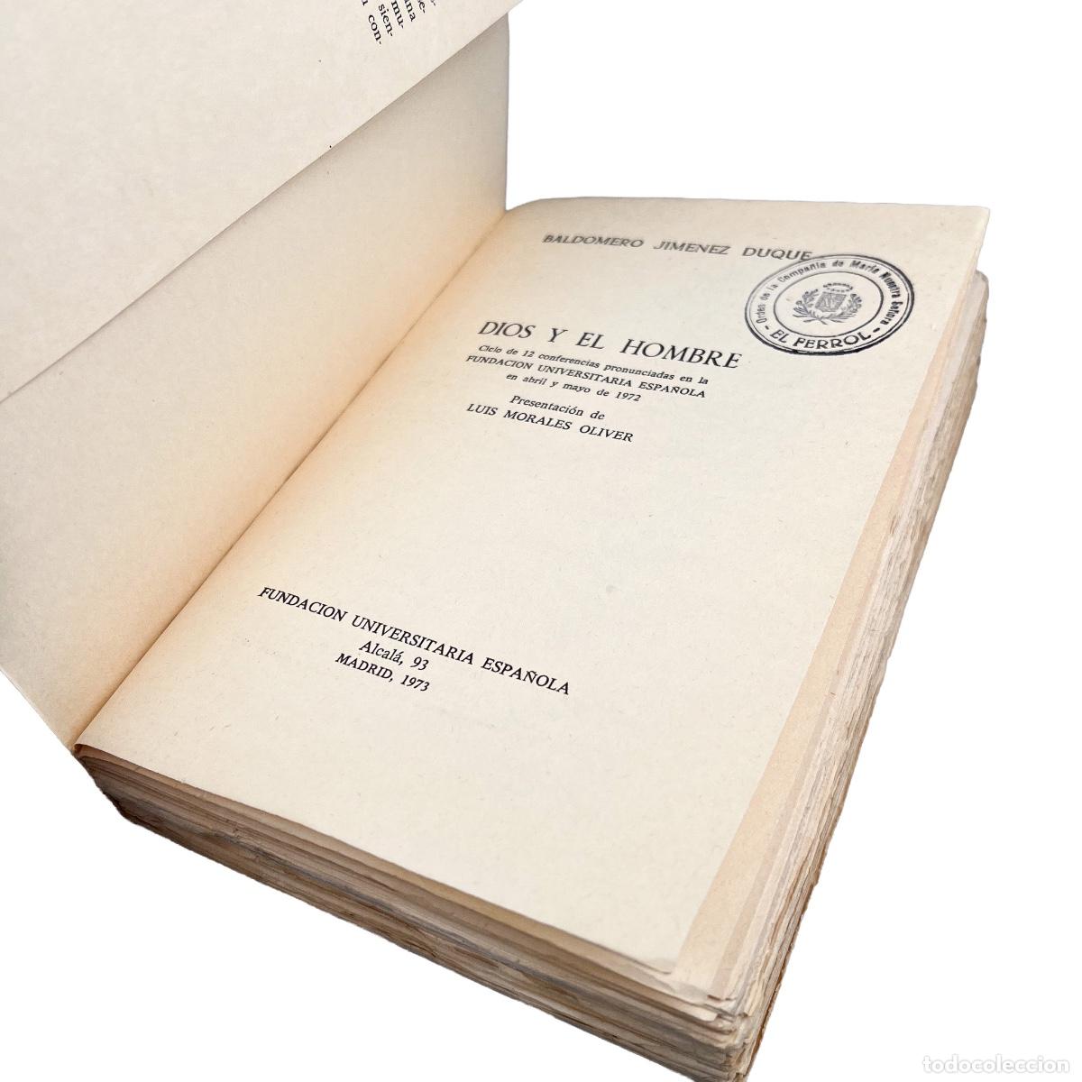 Libros de segunda mano: Dios y el Hombre, Baldomero Jim&eacute;nez Duque - Foto 4