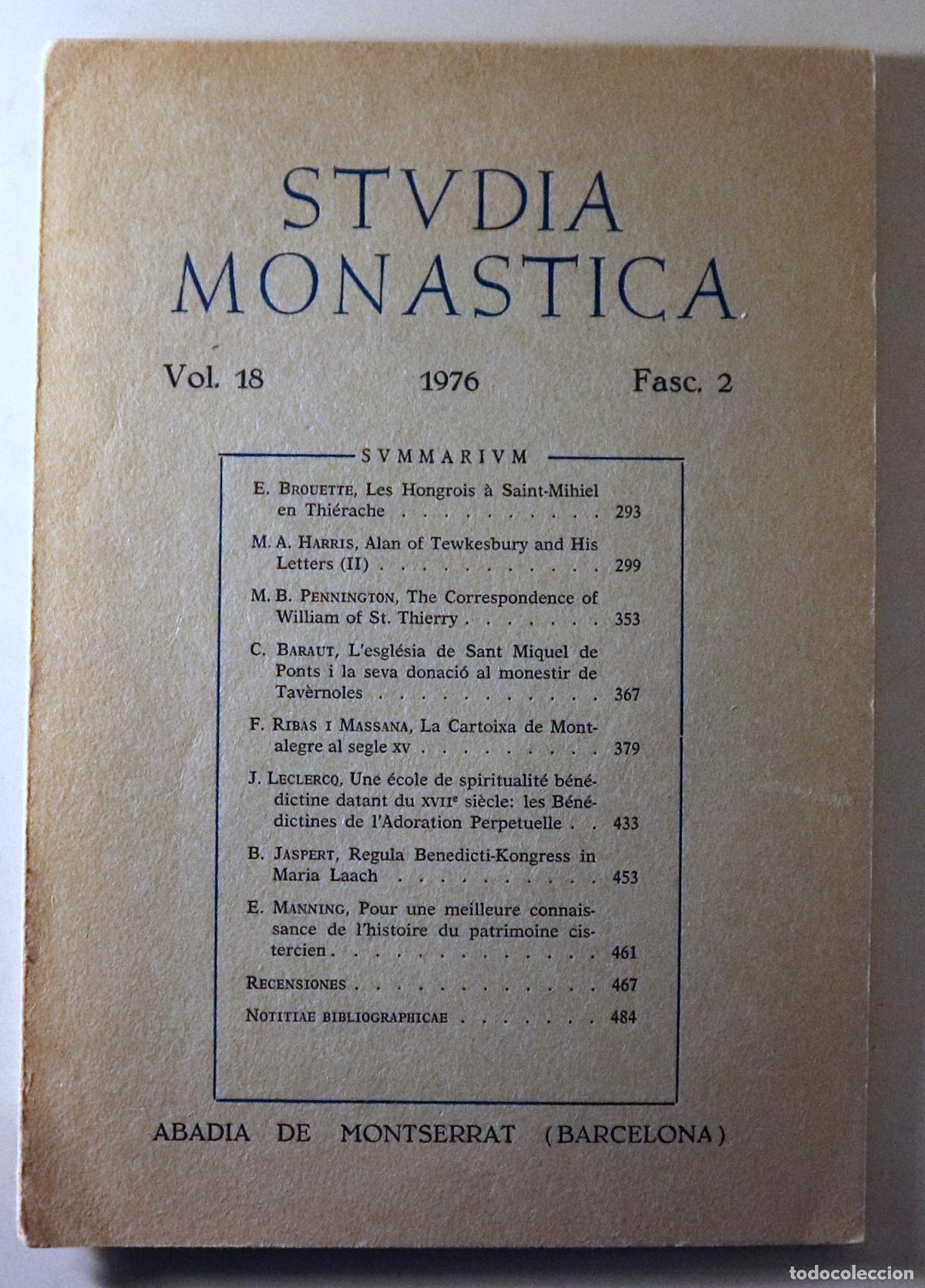 Livros em segunda m&atilde;o: STUDIA MONASTICA Vol. 18 Fasc. 2 - Barcelona 1976
