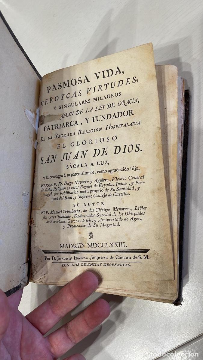 Libros de segunda mano: Libro antiguo de San Juan de Dios 1773