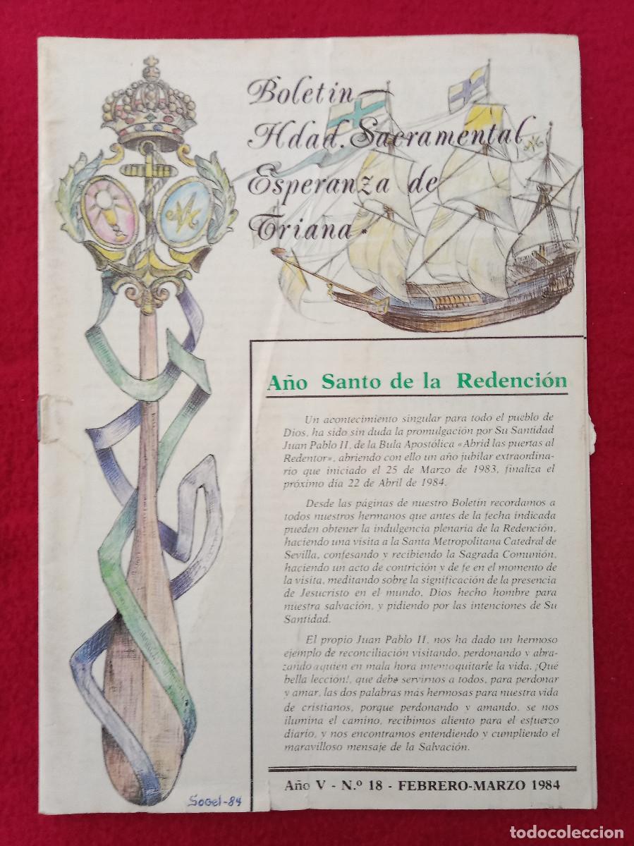 Libros de segunda mano: Bolet&iacute;n-Hermandad Esperanza de Triana-A&ntilde;o Santo de la Redenci&oacute;n-A&ntilde;o. V-N&ordm;. 18-Febrero y Marzo. 1984