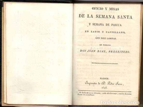 Libros de segunda mano: OFICIO Y MISAS DE LA SEMANA SANTA Y SEMANA DE PASCUA EN LATIN Y CASTELLANO, CON DIEZ LAMINAS. - DIA