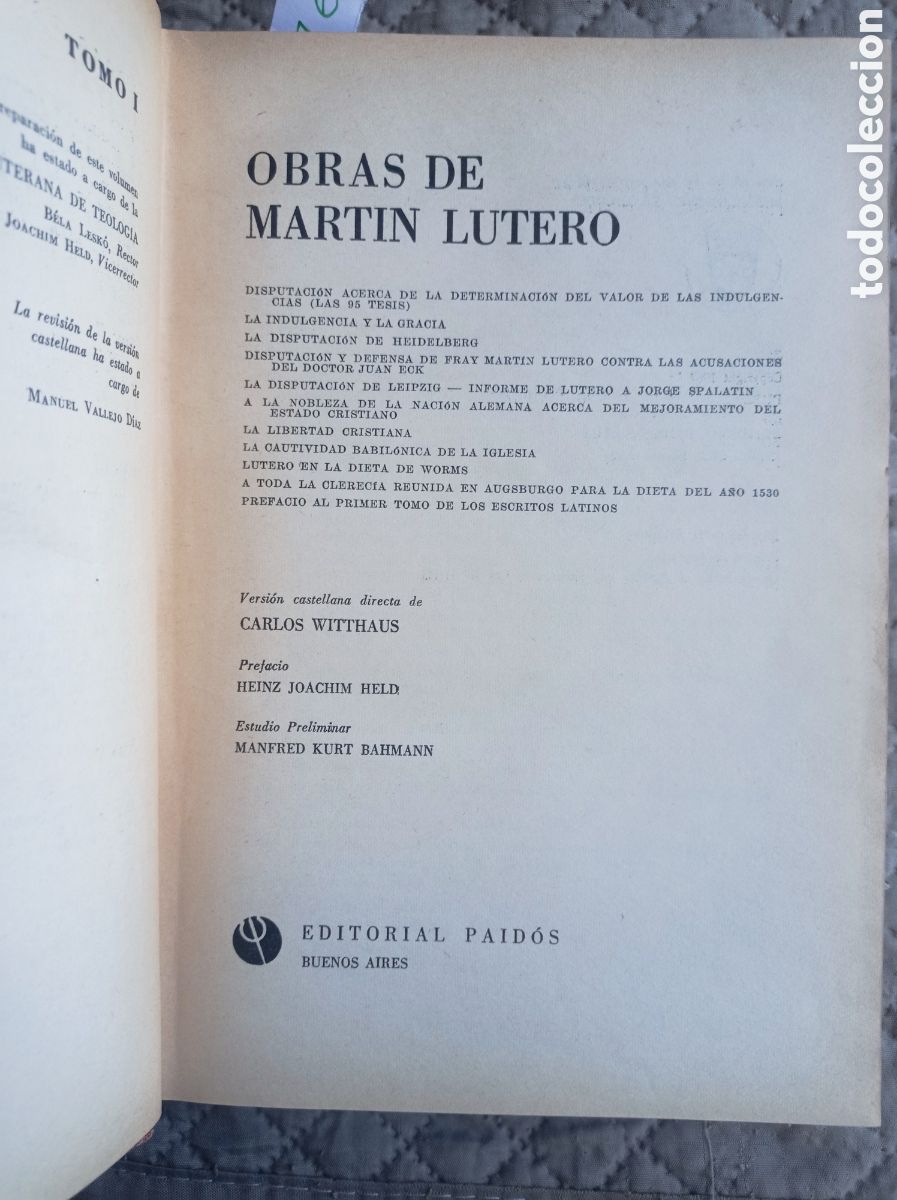 Libros de segunda mano: OBRAS DE MART&Iacute;N LUTERO. TOMO I. LAS 95 TESIS Y OTRAS.