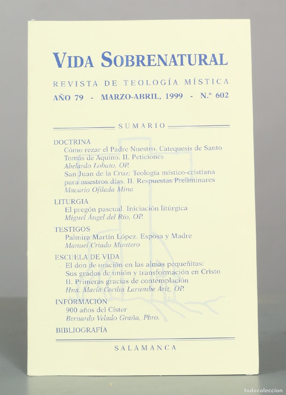 Libros de segunda mano: Revista Vida Sobrenatural - Teolog&iacute;a M&iacute;stica - Salamanca N 602