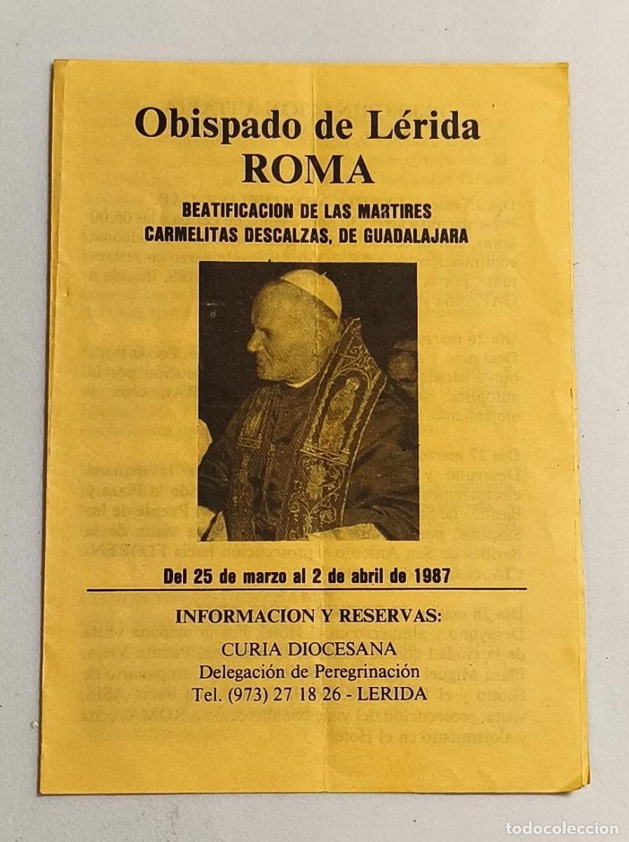 Libros de segunda mano: LLR 149 Folleto d&iacute;ptico Beatificaci&oacute;n m&aacute;rtires carmelitas descalzas Guadalajara - L&eacute;rida/Roma 1987