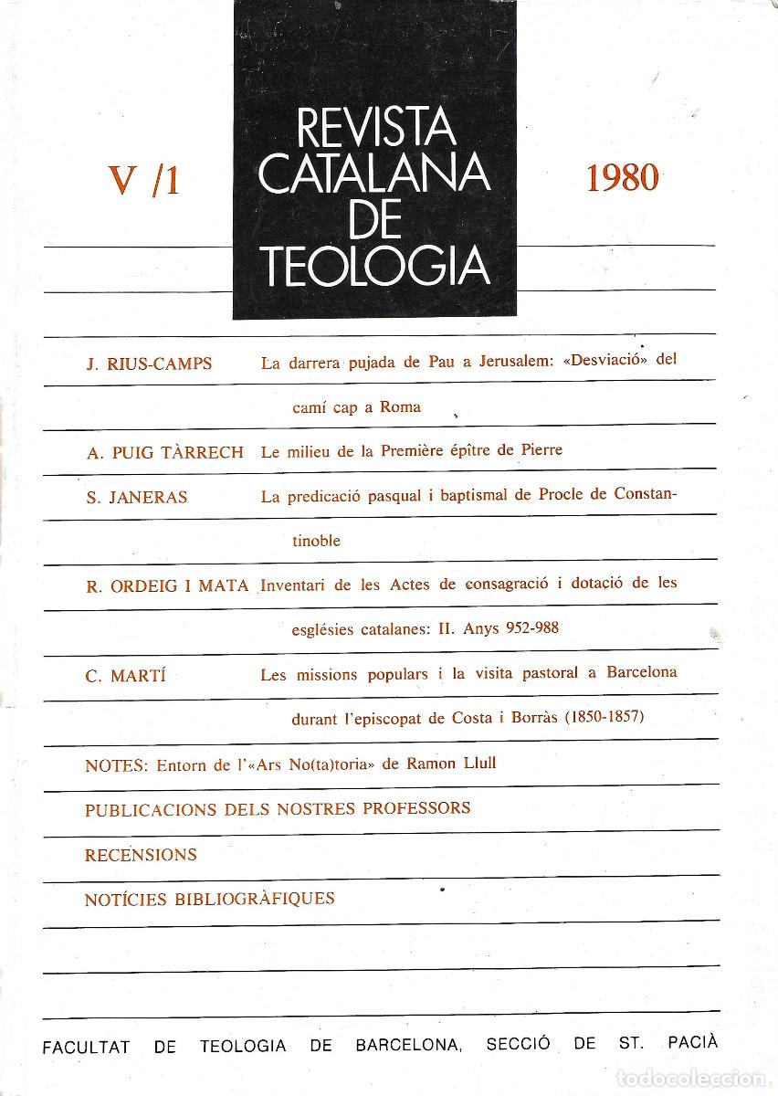 Libros de segunda mano: Revista Catalana de Teologia V/1 1980