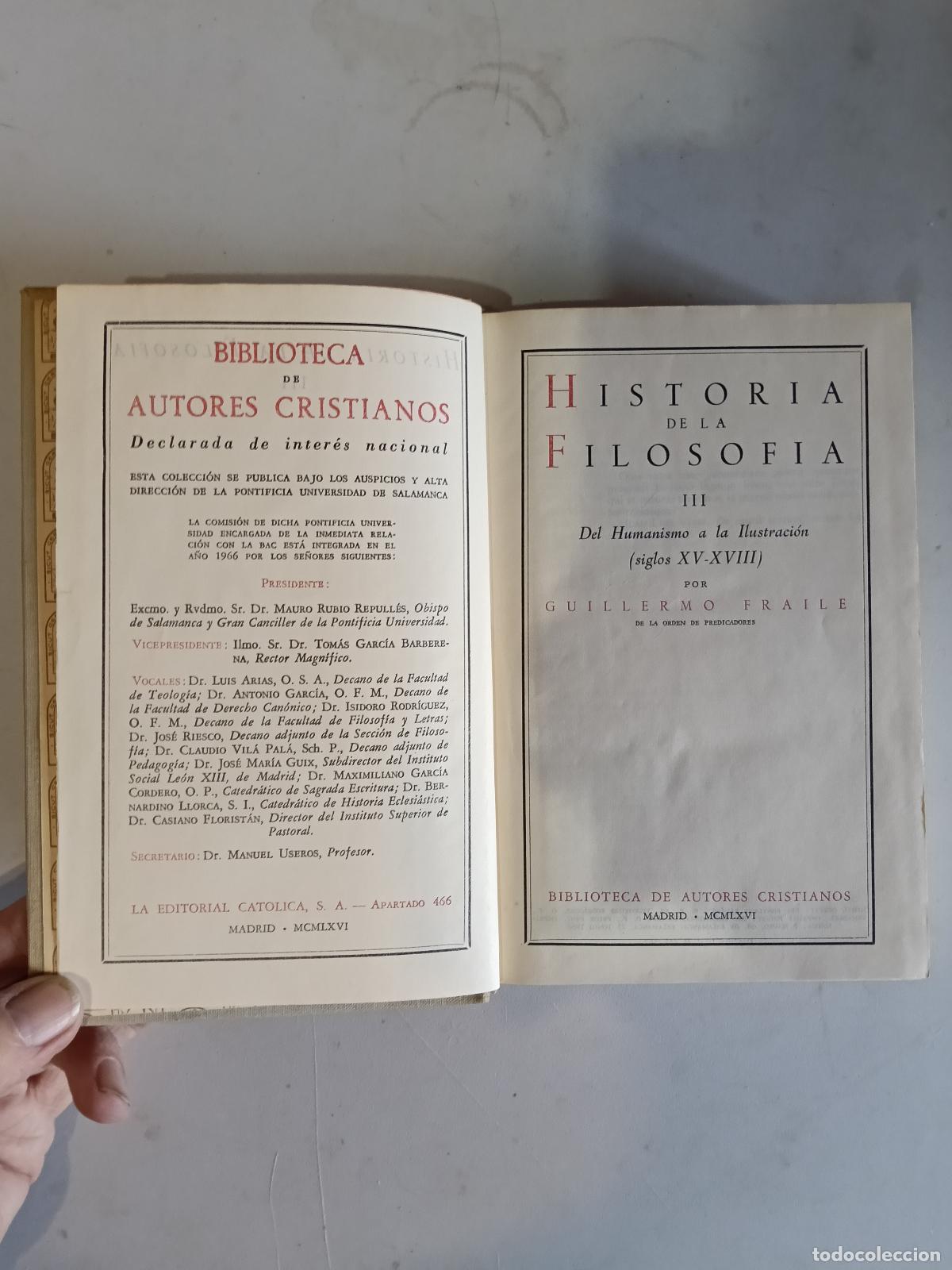 Libros de segunda mano: Fraile, Guillermo: Historia de la filosof&iacute;a III (BAC N&ordm; 259