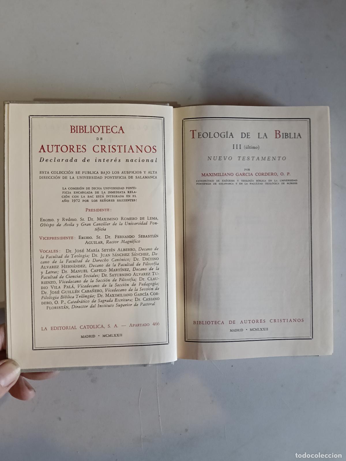 Libros de segunda mano: TEOLOG&Iacute;A DE LA BIBLIA III/MAXIMILIANO GARC&Iacute;A CORDERO BAC N&ordm; 336