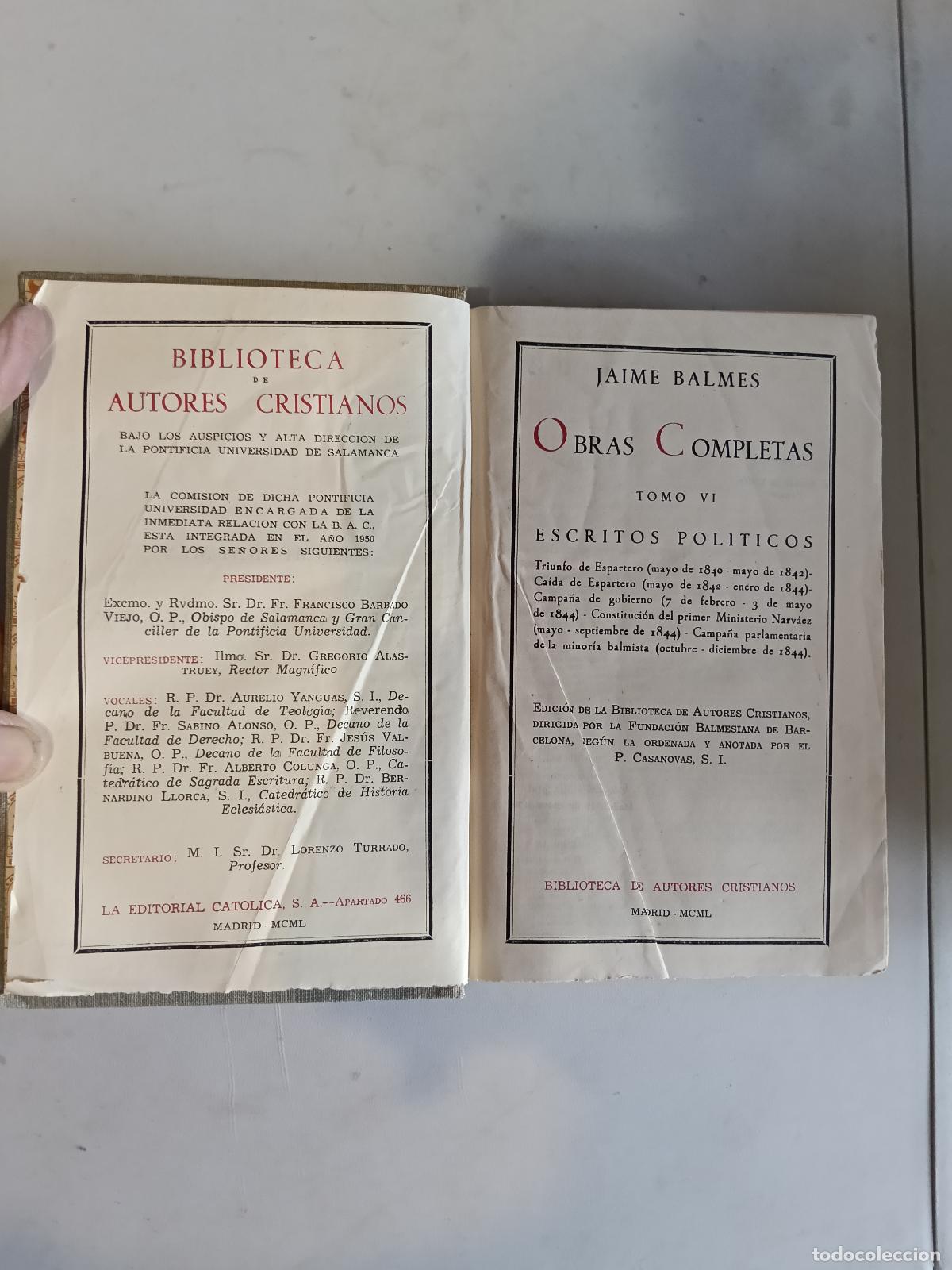 Libros de segunda mano: OBRAS COMPLETAS VI JAIME BALMES BAC - Foto 4