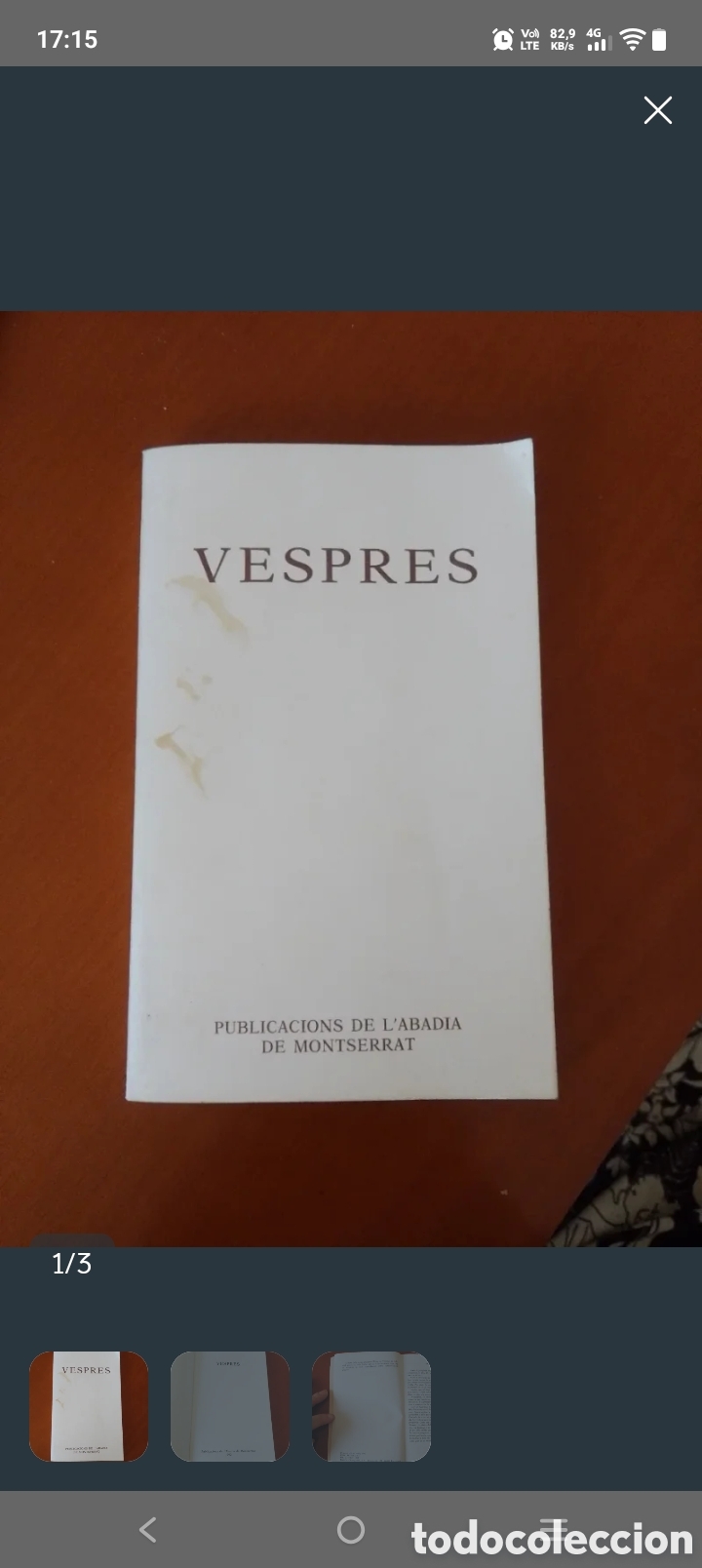 Libros de segunda mano: 1992. &rdquo;Vespres&rdquo; - Publicacions de l'Abadia de Montserrat (1992)
