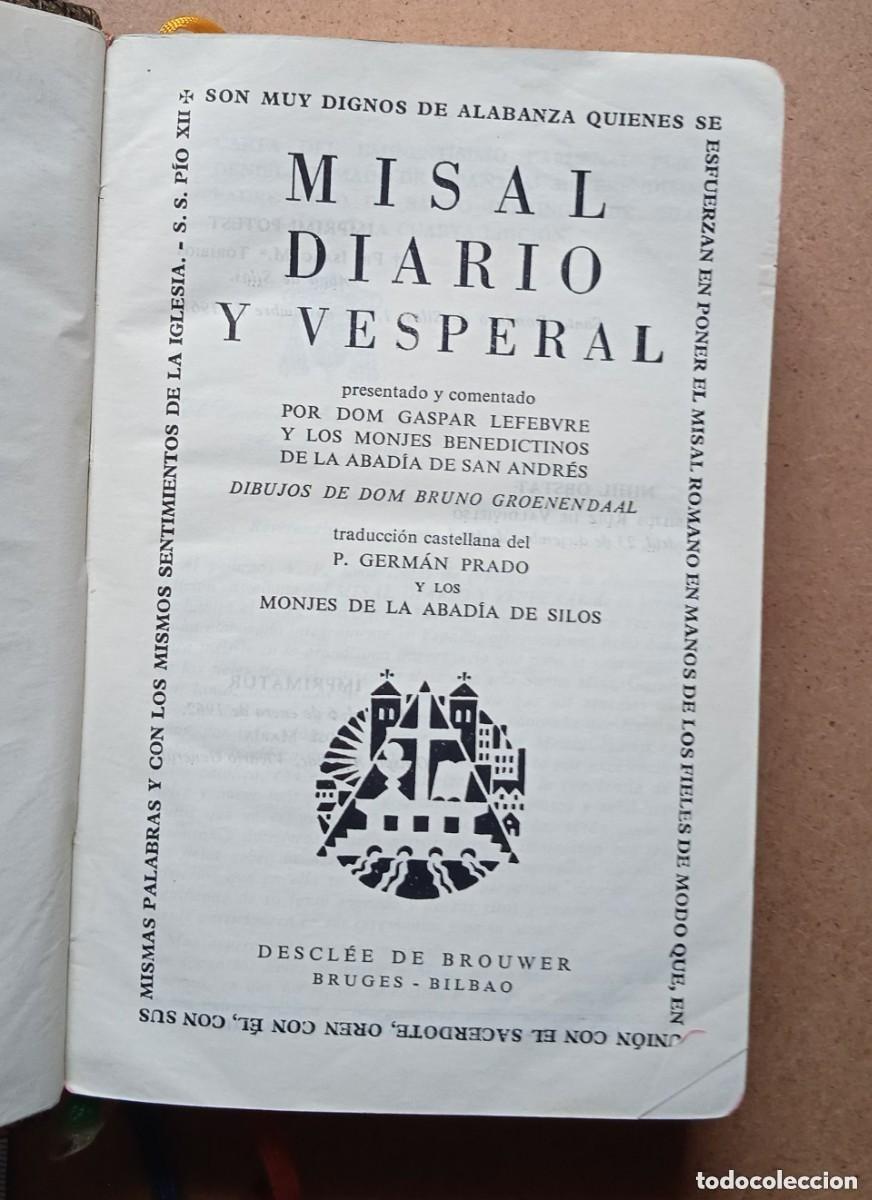 Libros de segunda mano: MISAL DIARIO Y VESPERAL. GASPAR LEFEBVRE. 1962