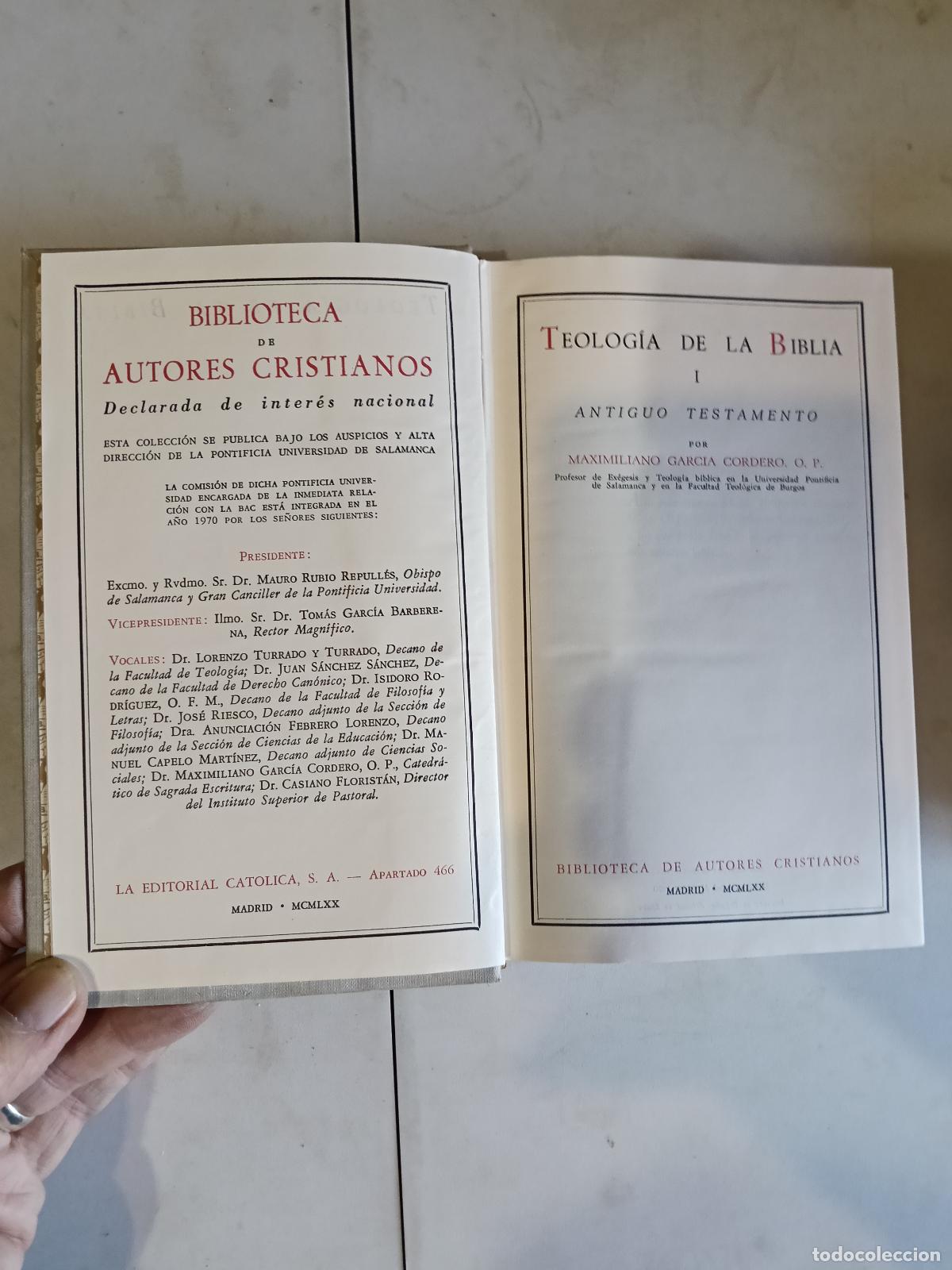 Libros de segunda mano: TEOLOGIA DE LA BIBLIA. TOMO I. MAXIMILIANO GARCIA CORDERO. BAC. 1 EDICION. 1970.