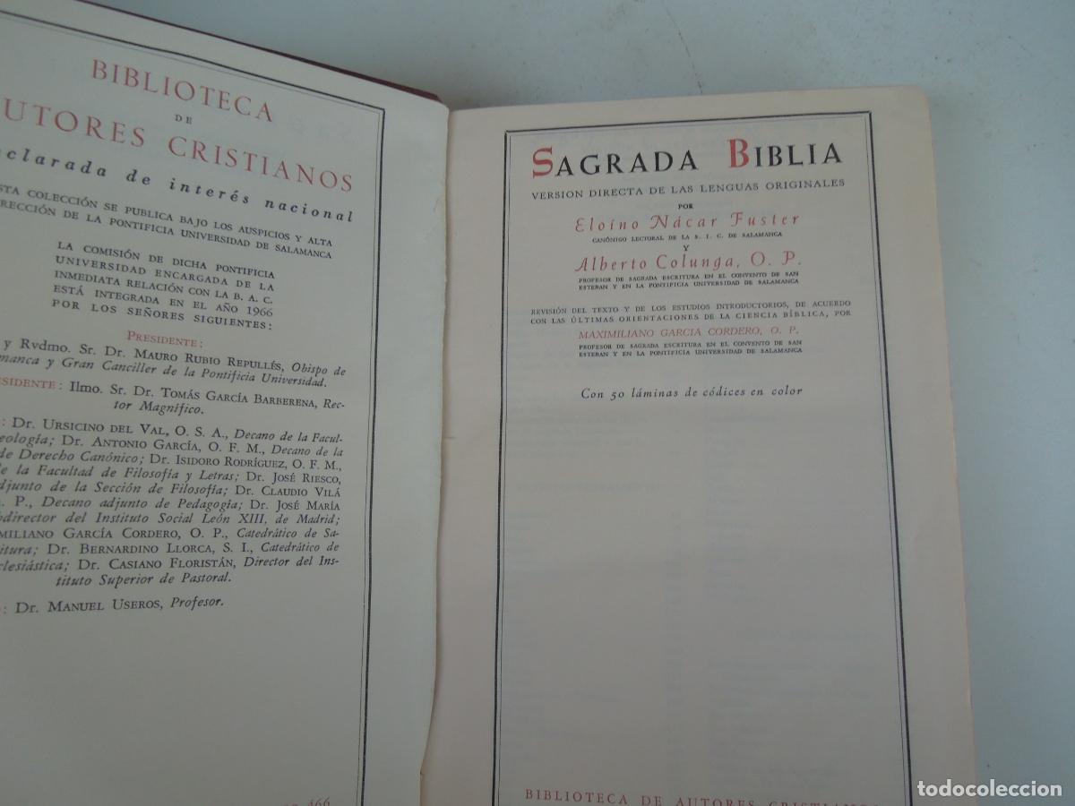Libros de segunda mano: SAGRADA BIBLIA POR ELOINO NACAR Y ALBERTO COLUNGA . CON 50 LAMINAS EN COLOR BAC- 1966