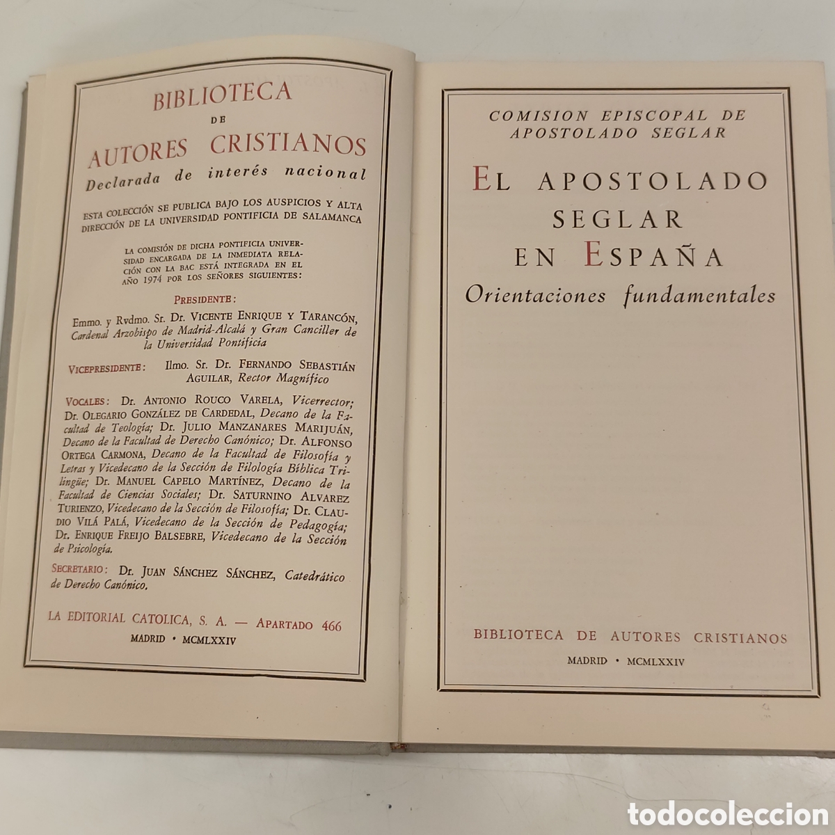 Libros de segunda mano: EL APOSTOLADO SEGLAR EN ESPA&Ntilde;A - ORIENTACIONES FUNDAMENTALES - AUTORES CRISTIANOS - 1974 / 5500