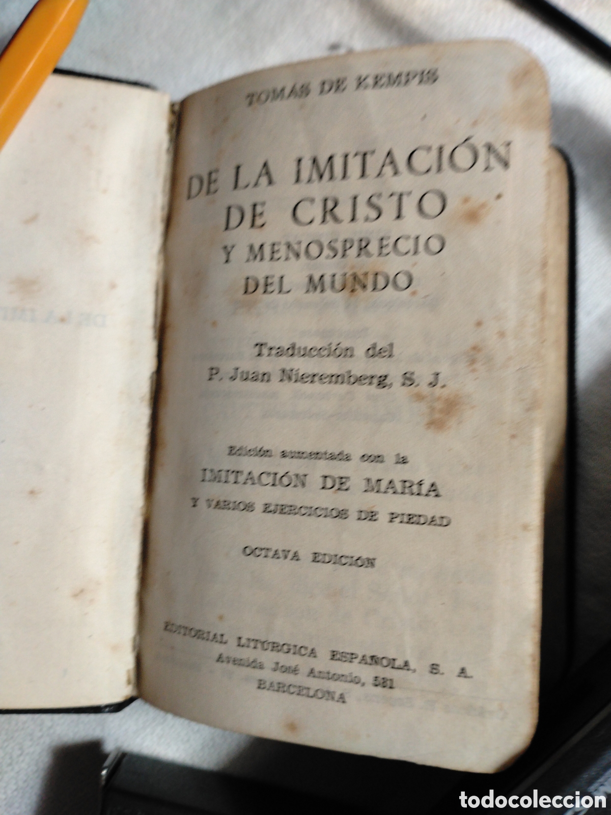 Livros em segunda m&atilde;o: DE LA IMITACI&Oacute;N DE CRISTO Y DESPRECIO DEL MUNDO - TOM&Aacute;S KEMPI - EDITORIAL LITURGICA ESPA&Ntilde;OLA 1942.