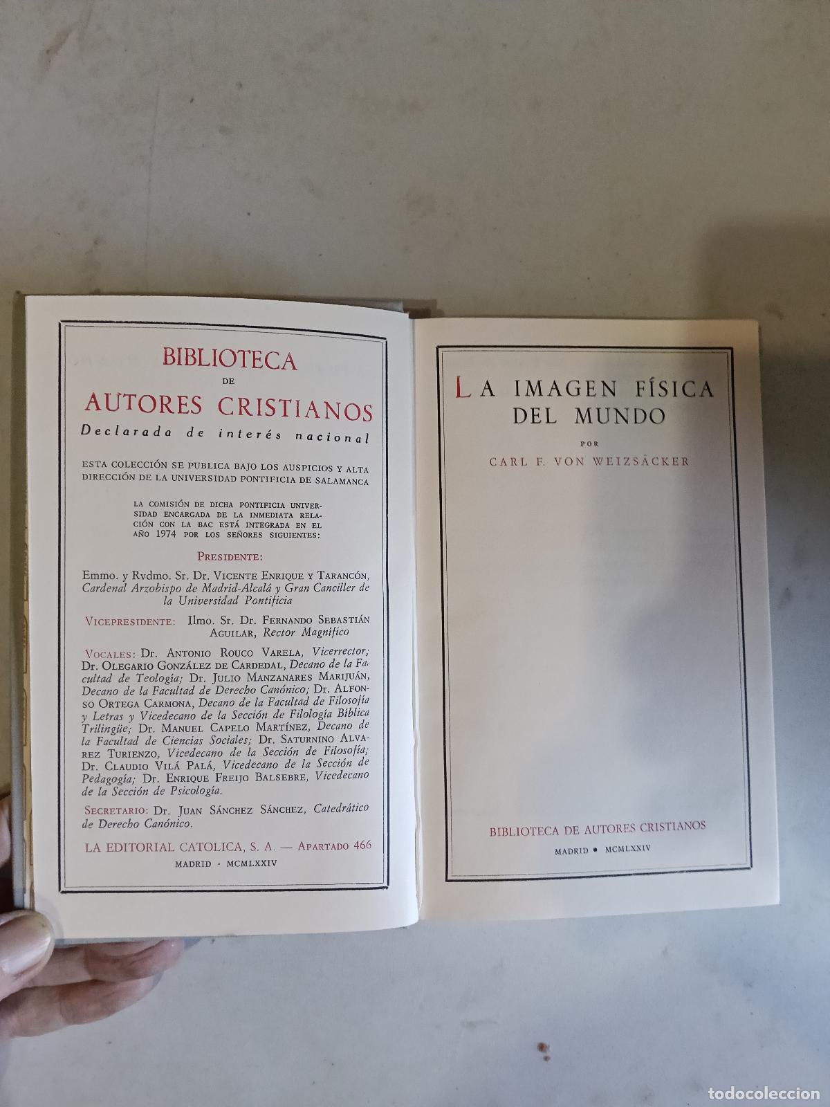 Libros de segunda mano: La imagen f&iacute;sica del mundo de Carl F. von Weizs&auml;cker Ed.BAC