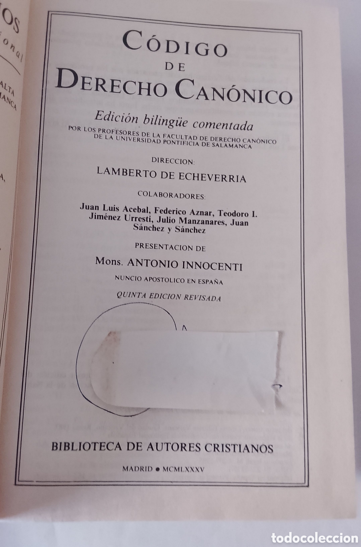 Libros de segunda mano: 1985.Codigo de derecho can&oacute;nico. 5&deg; edicion - Foto 2