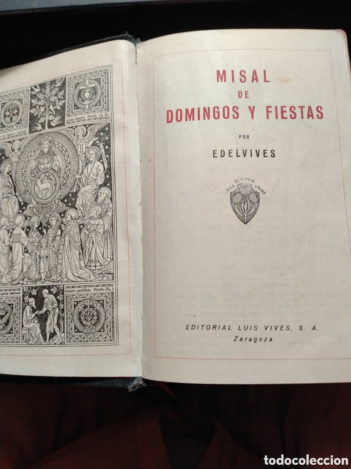 Libros de segunda mano: MISAL DE DOMINGOS Y FIESTAS - EDELVIVES EDITORIAL - LUIS VIVES 1951.