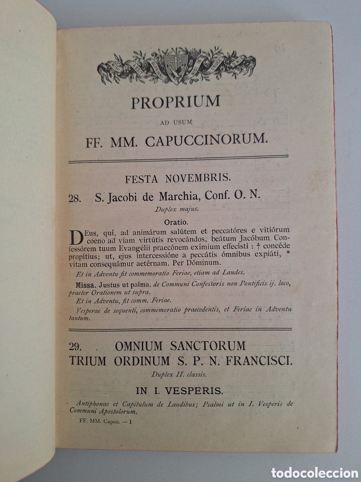 Libros de segunda mano: Proprium Missae FF. MM. Cappuccinorum, 1925