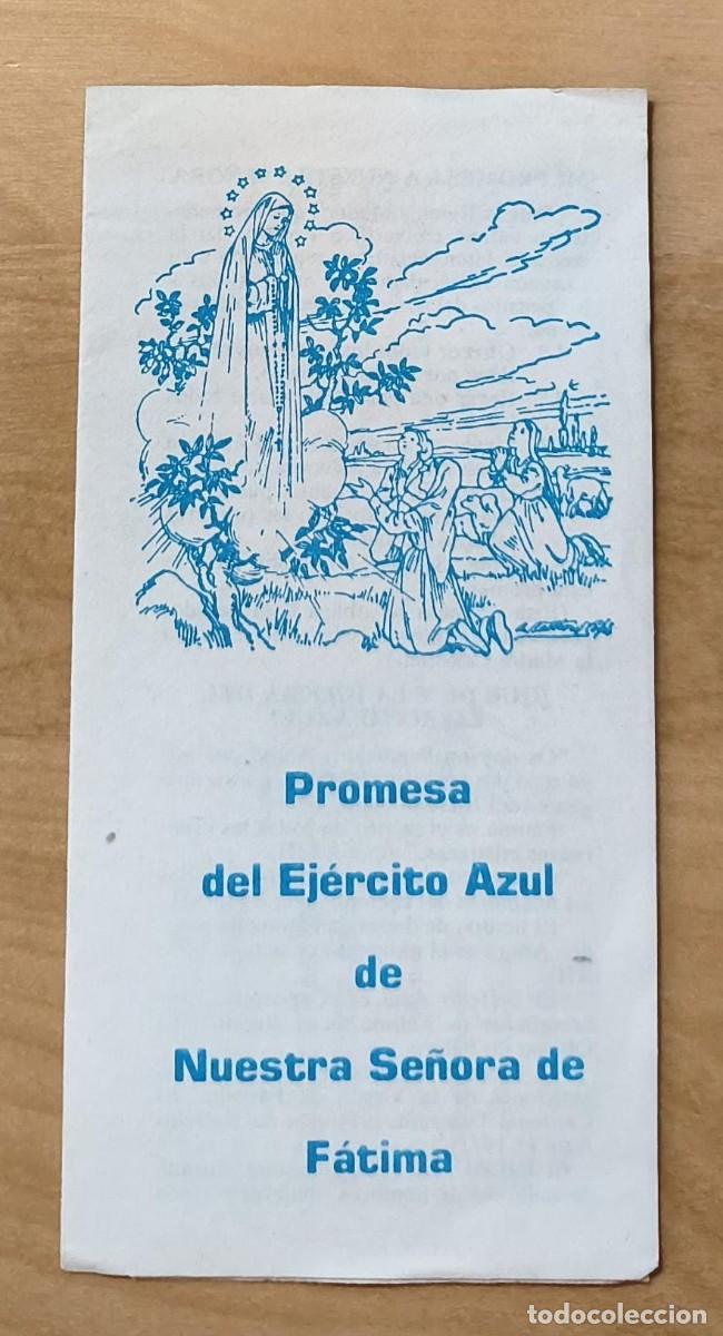 Libros de segunda mano: LLR 155 - Antiguo tr&iacute;ptico Promesa del Ej&eacute;rcito Azul Ntra Sra de F&aacute;tima - con impreso de inscripci&oacute;n