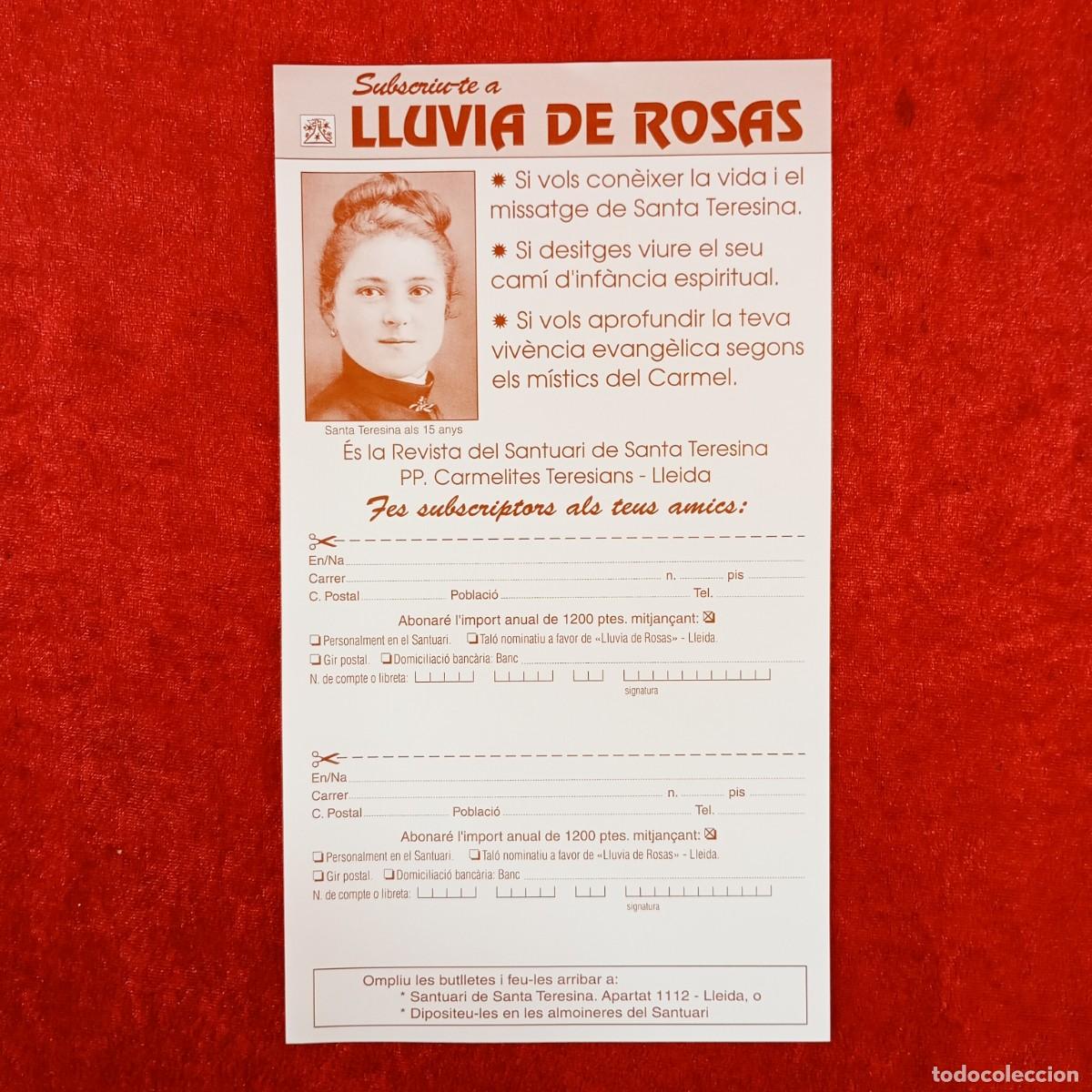 Libros de segunda mano: LLUVIA DE ROSAS - DOCUMENT DE SUBSCRIPCI&Oacute; A LA REVISTA - SANTA TERESINA LLEIDA / 274