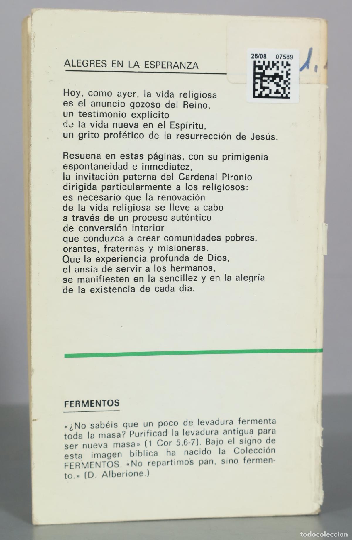 Libros de segunda mano: Alegres en la esperanza - Eduardo F. Pironio - Ediciones Paulinas - Foto 2