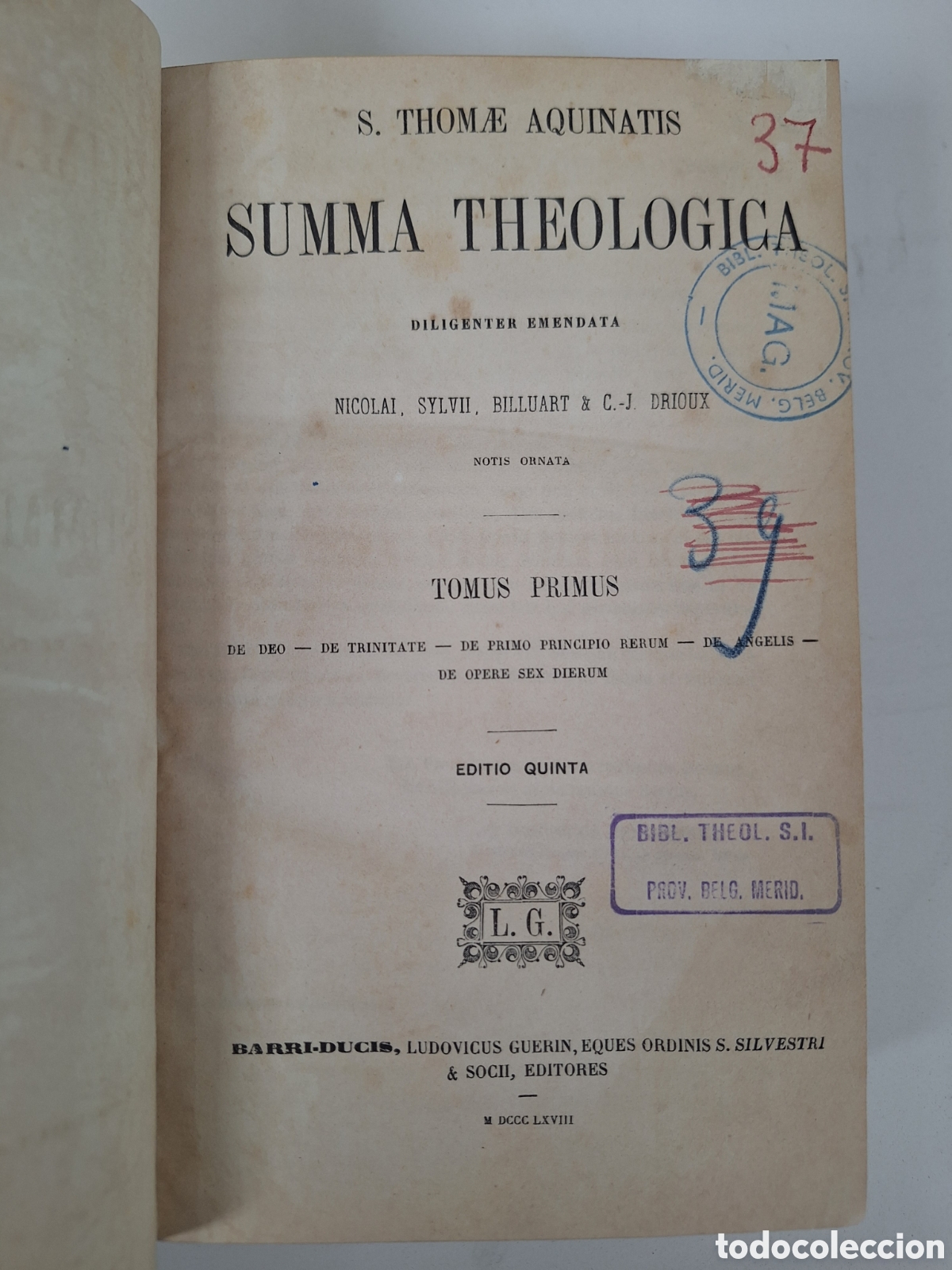 Libros de segunda mano: SANTO TOMAS DE AQUINOA, Suma Teologica (latin), 6 tomos, siglo XIX